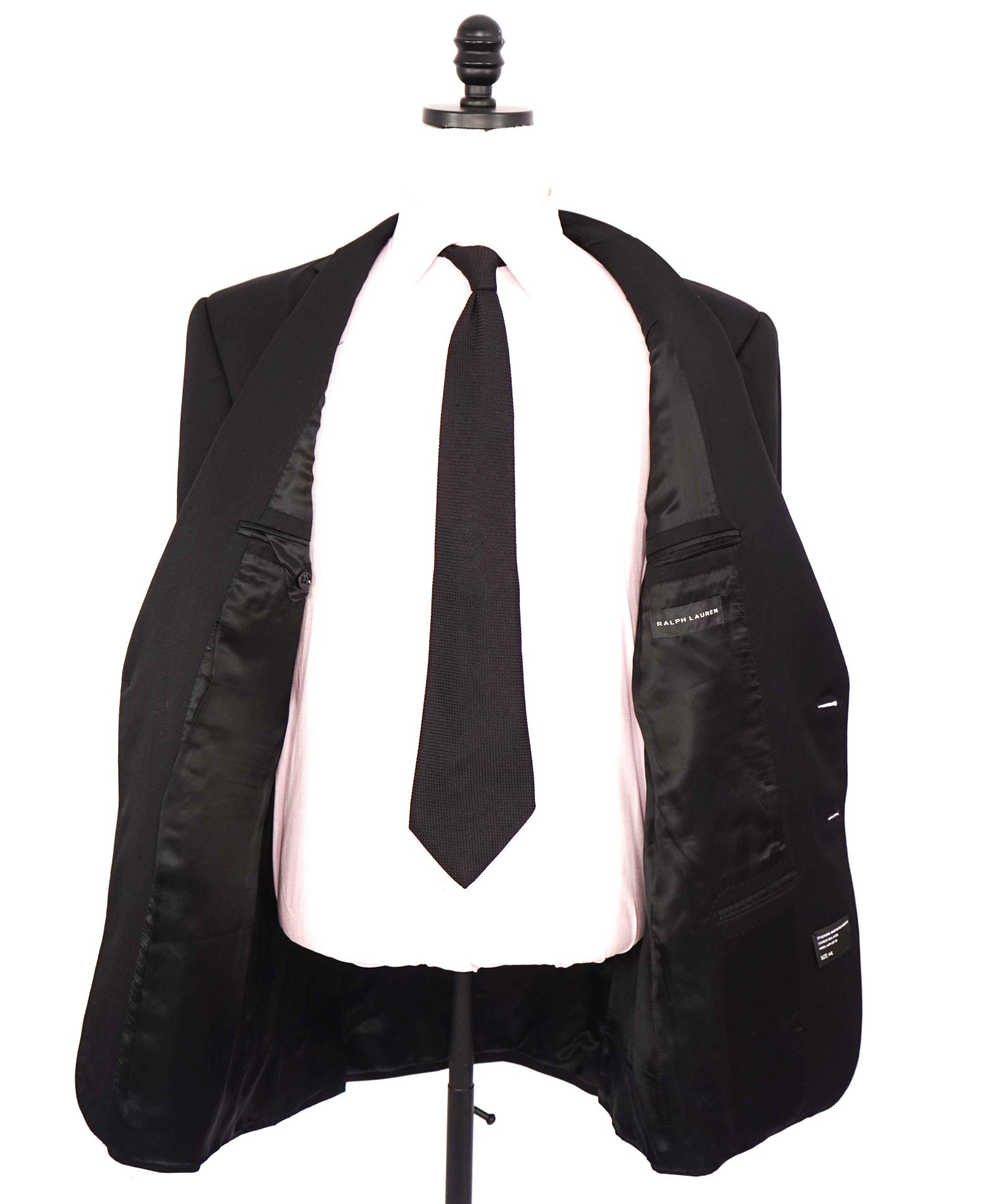 $1,495 RALPH LAUREN BLACK LABEL - Wool Solid Black Blazer - 44L