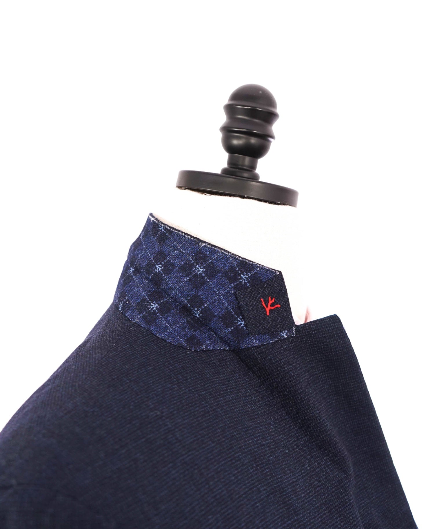 $4,050 ISAIA - Wool Navy Blue Micro check Suit - 42R