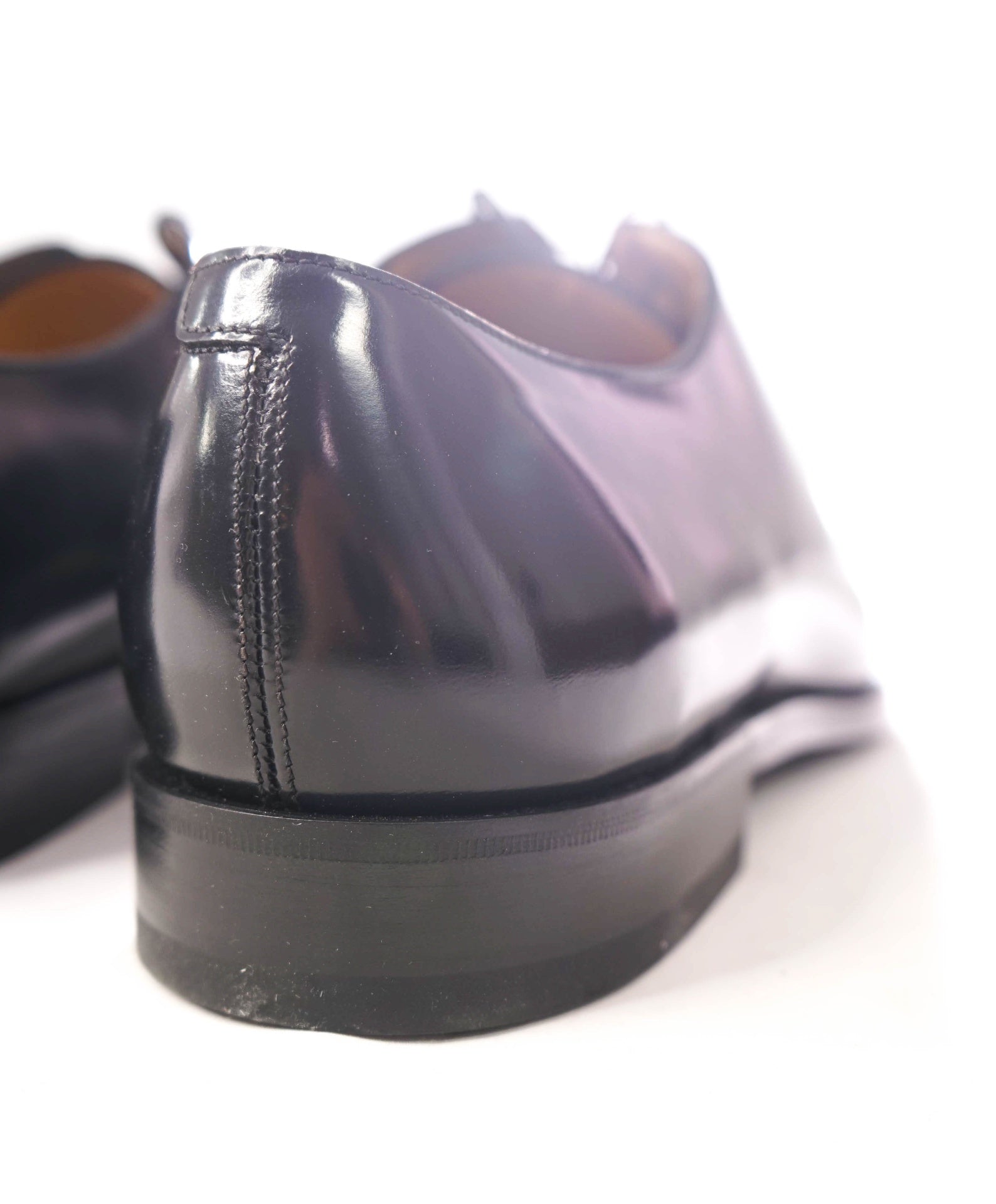 $1,095 FERRAGAMO - Black "GEOFFREY" Wholecut Leather Oxfords - 11 EE