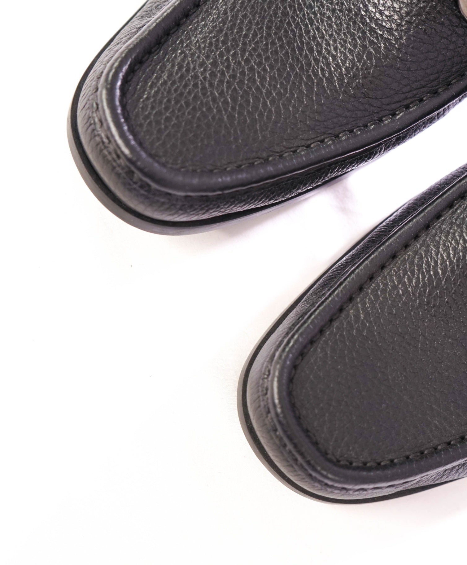 $850 SALVATORE FERRAGAMO - Leather Black Pebble Loafers - 10 D