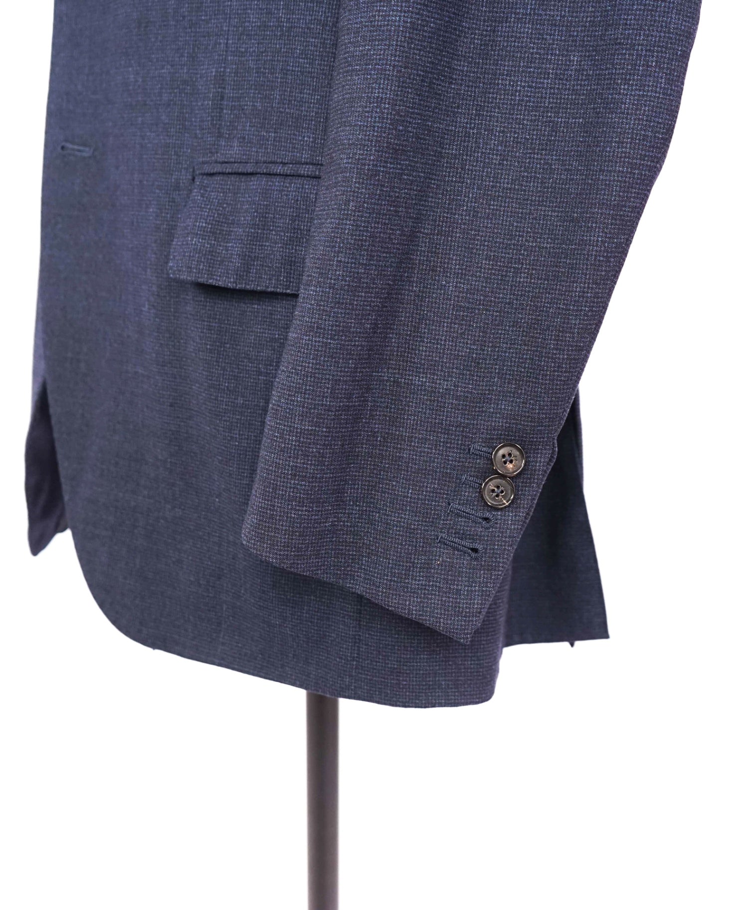 $4,050 ISAIA - Wool Navy Blue Micro check Suit - 42R