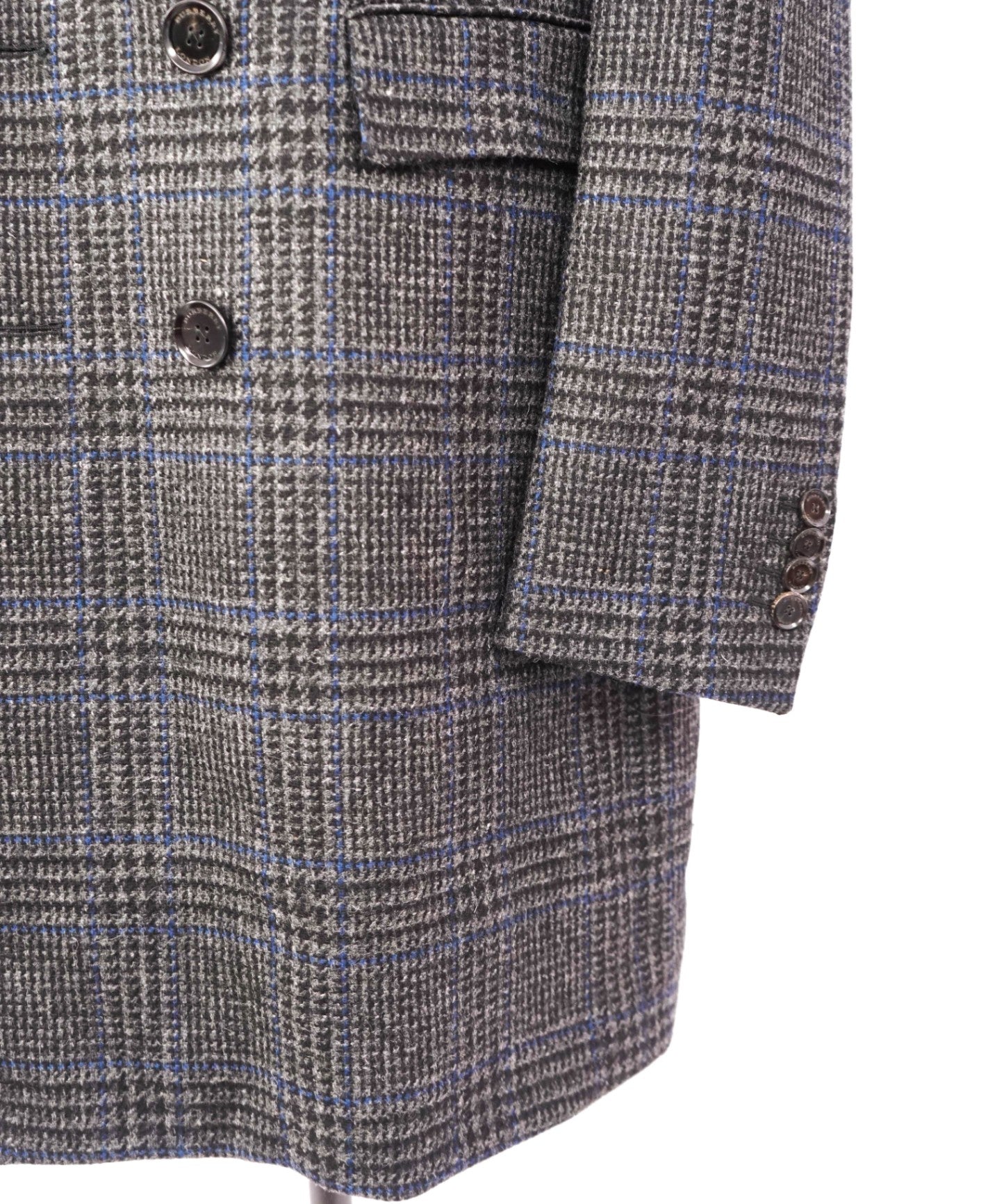 $2,950 BURBERRY LONDON - Wool Gray/Blue Plaid Overcoat - 46