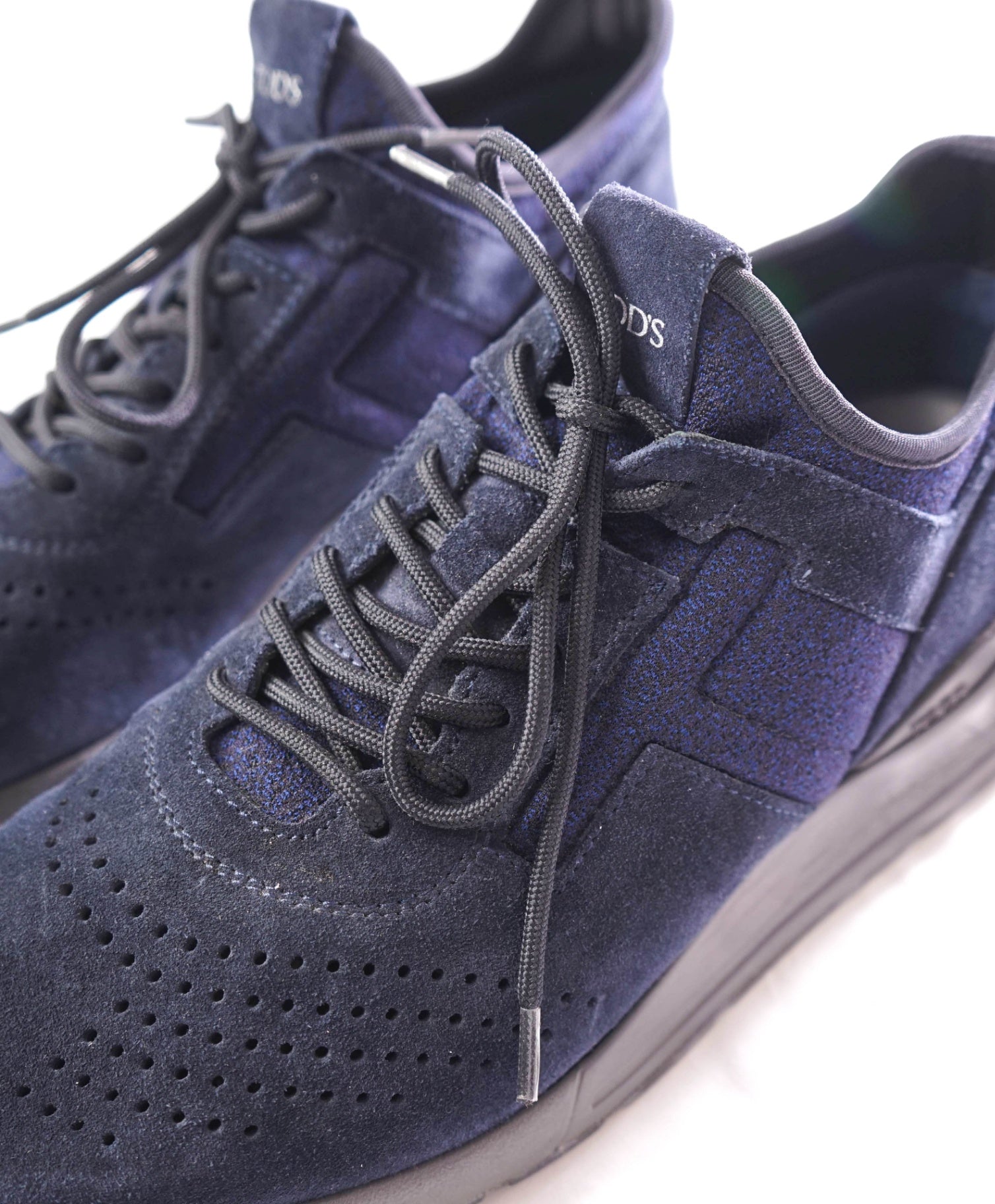 $780 TOD'S - Navy Suede "T" Sneakers - US 7.5 (UK6.5)