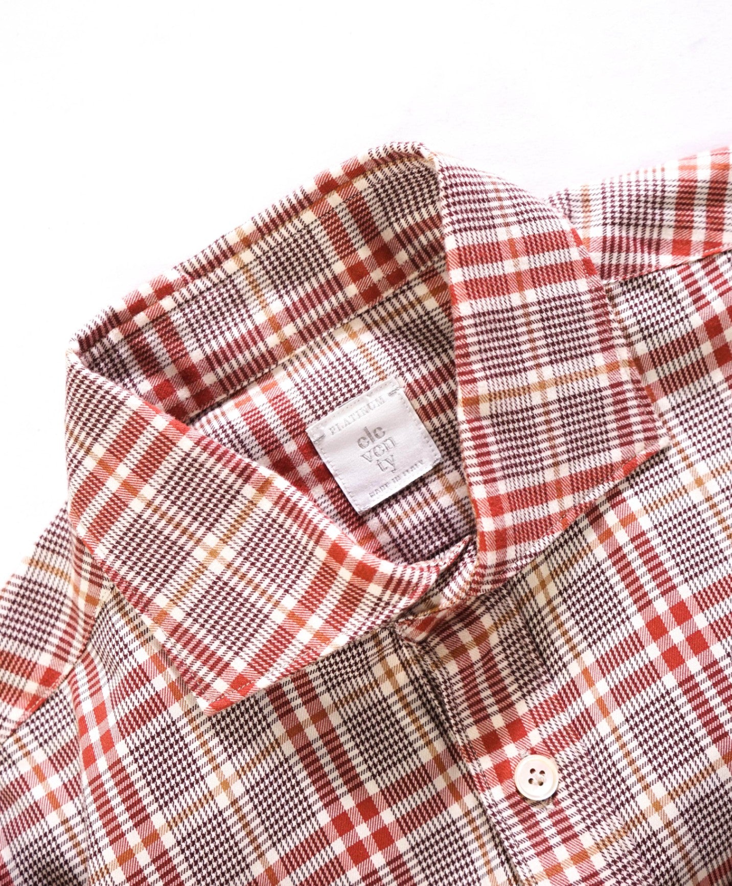 $495 ELEVENTY - POPOVER Polo Style Red Plaid Dress Shirt - M