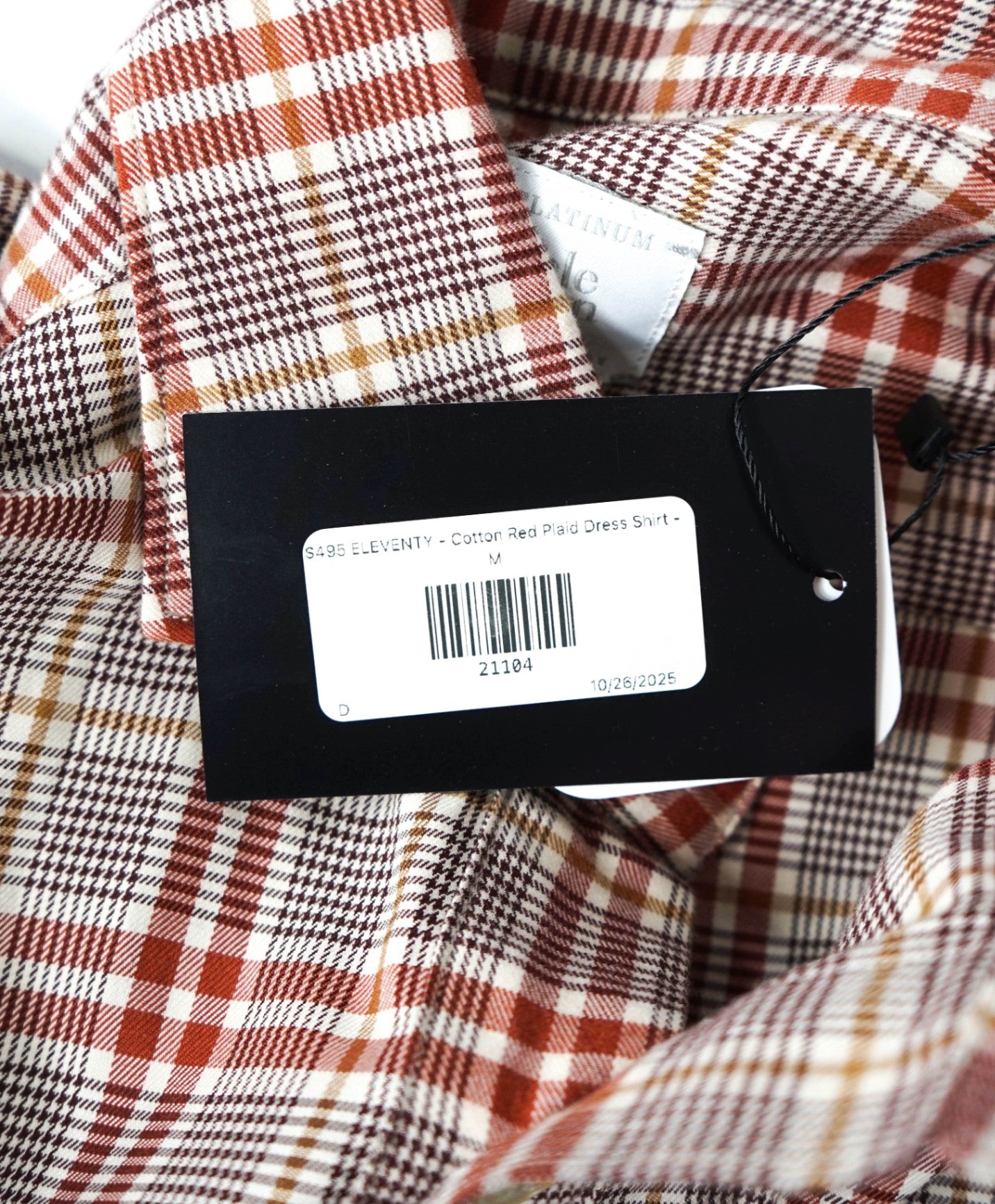 $495 ELEVENTY - POPOVER Polo Style Red Plaid Dress Shirt - M
