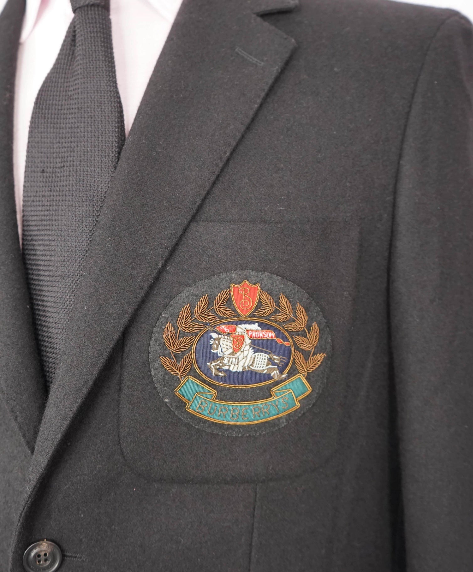 $2,495 BURBERRY LONDON - Wool Black CREST Blazer Jacket - 40R