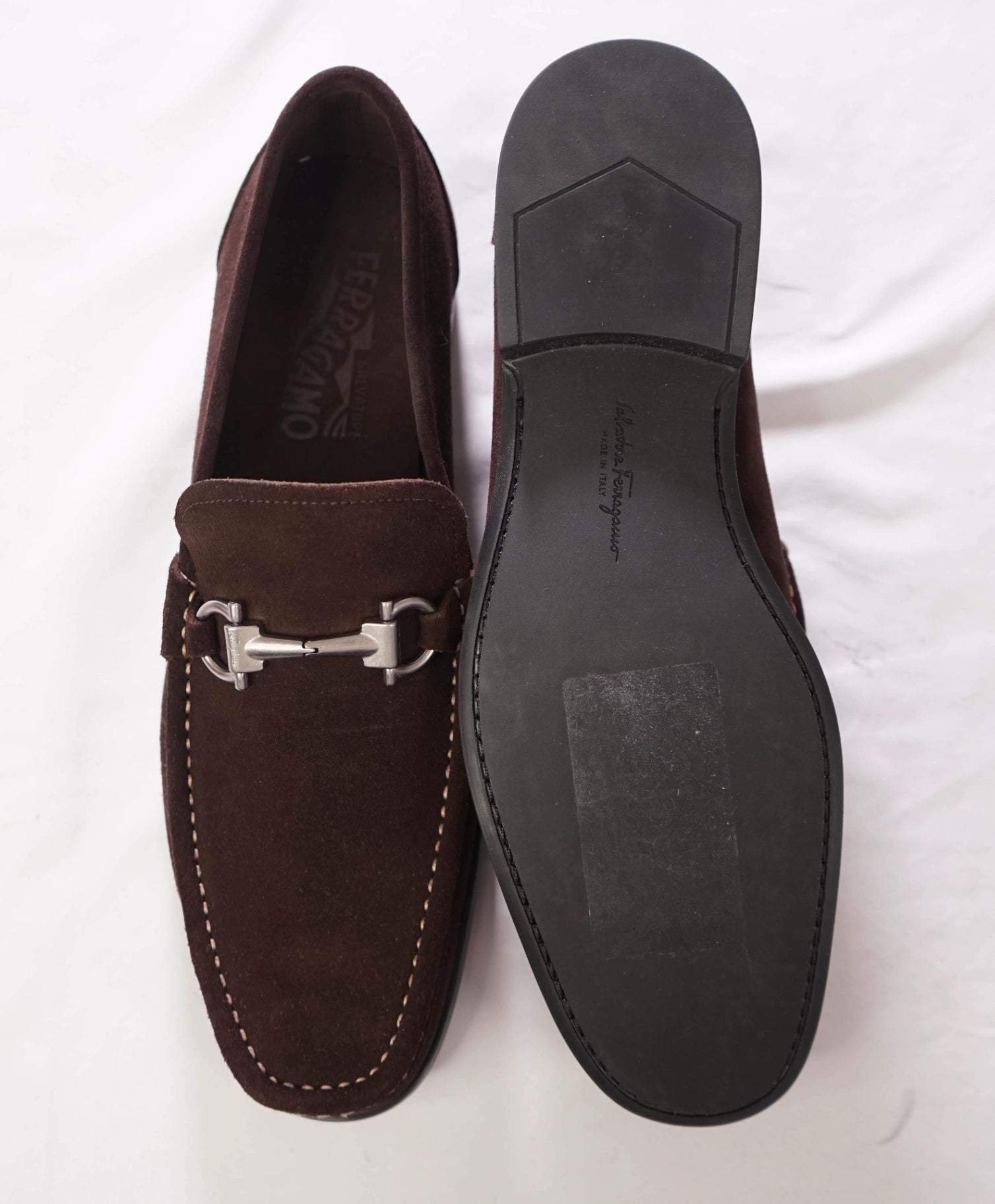 $850 FERRAGAMO - Brown Suede "MAGNIFICO" Loafers - 8 3E