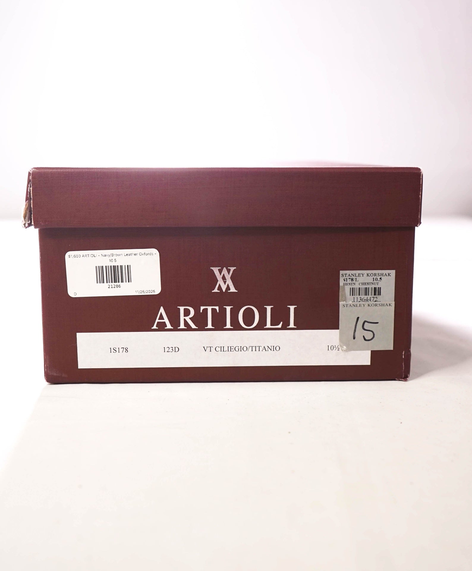 $1,650 ARTIOLI - Navy/Brown Leather Oxfords - 10.5