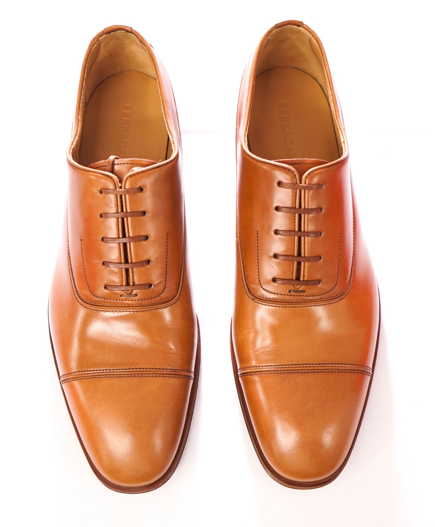 $995 FERRAGAMO - "Fermin" Brown Leather Oxfords - 11.5 EE