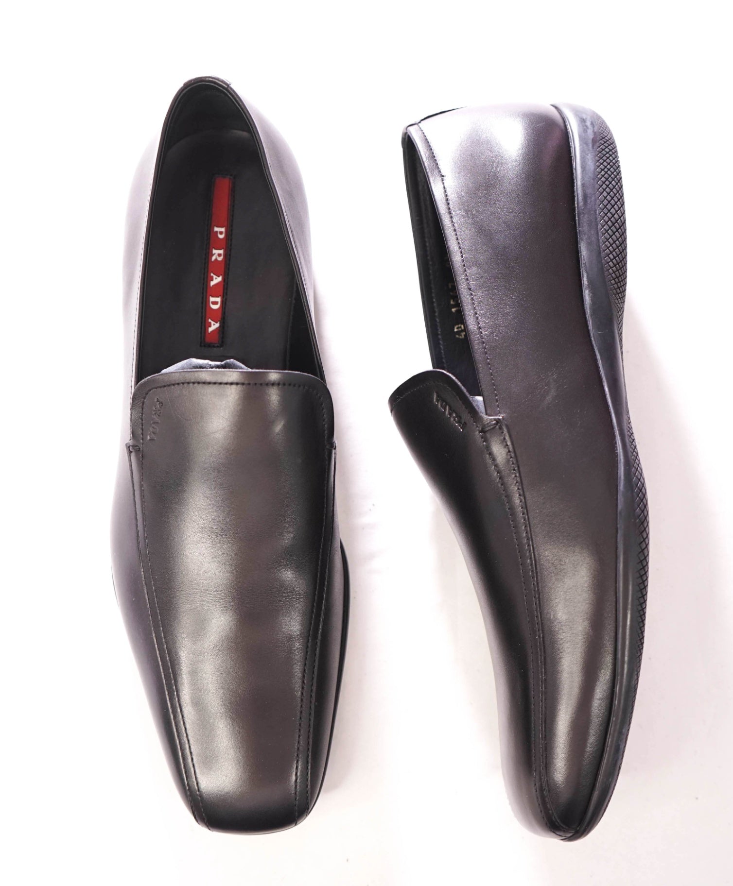 $795 PRADA - Black Leather Loafers - US 10.5 (9.5UK)