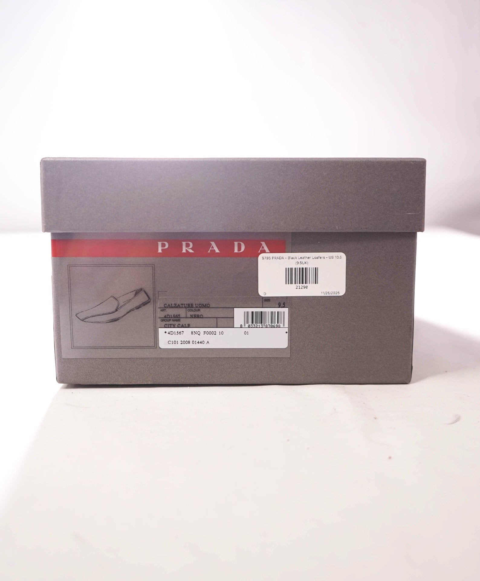 $795 PRADA - Black Leather Loafers - US 10.5 (9.5UK)