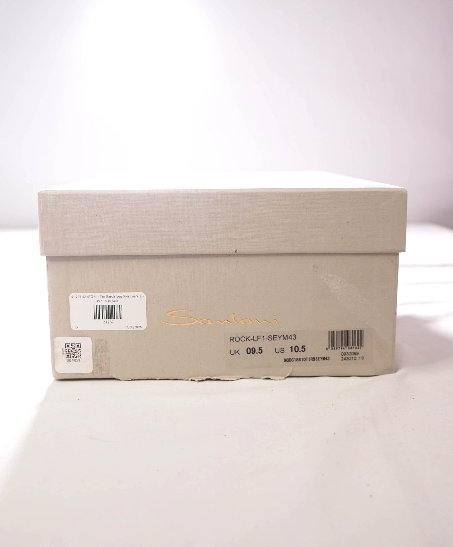 $1,295 SANTONI - Suede Lug Sole SUMMER WALK Loafers - US 10.5 (9.5UK)