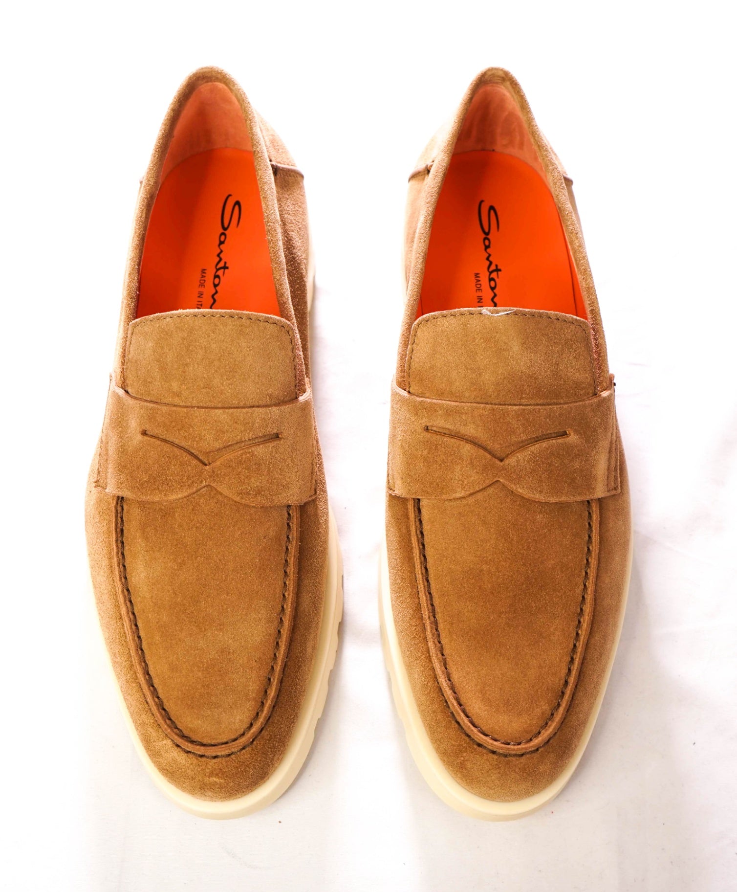 $1,295 SANTONI - Suede Lug Sole SUMMER WALK Loafers - US 10.5 (9.5UK)