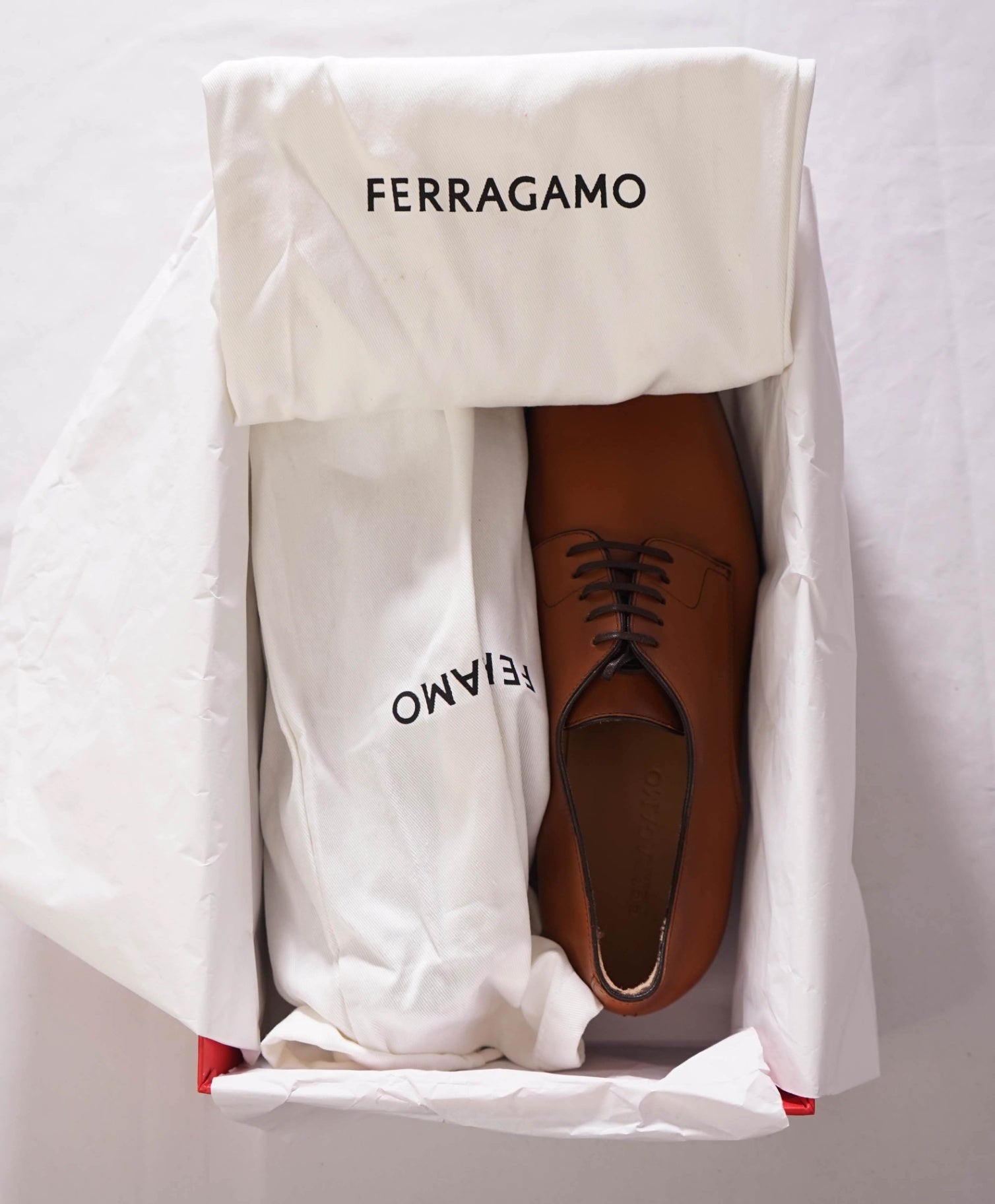 $880 FERRAGAMO - "FOSCO" Brown Leather Derby - 9 EE