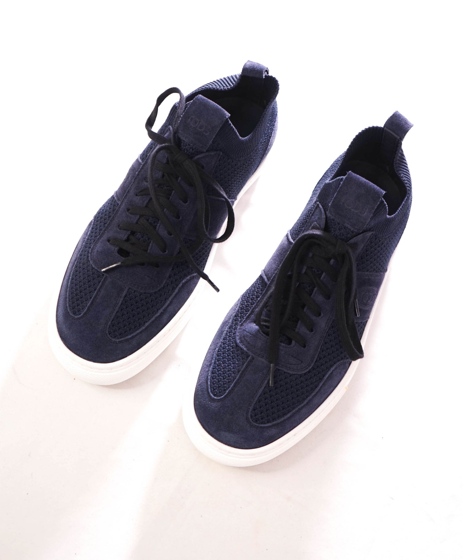 $945 TOD'S - Navy Blue Fabric/Suede Sneakers - US 9 (UK8)