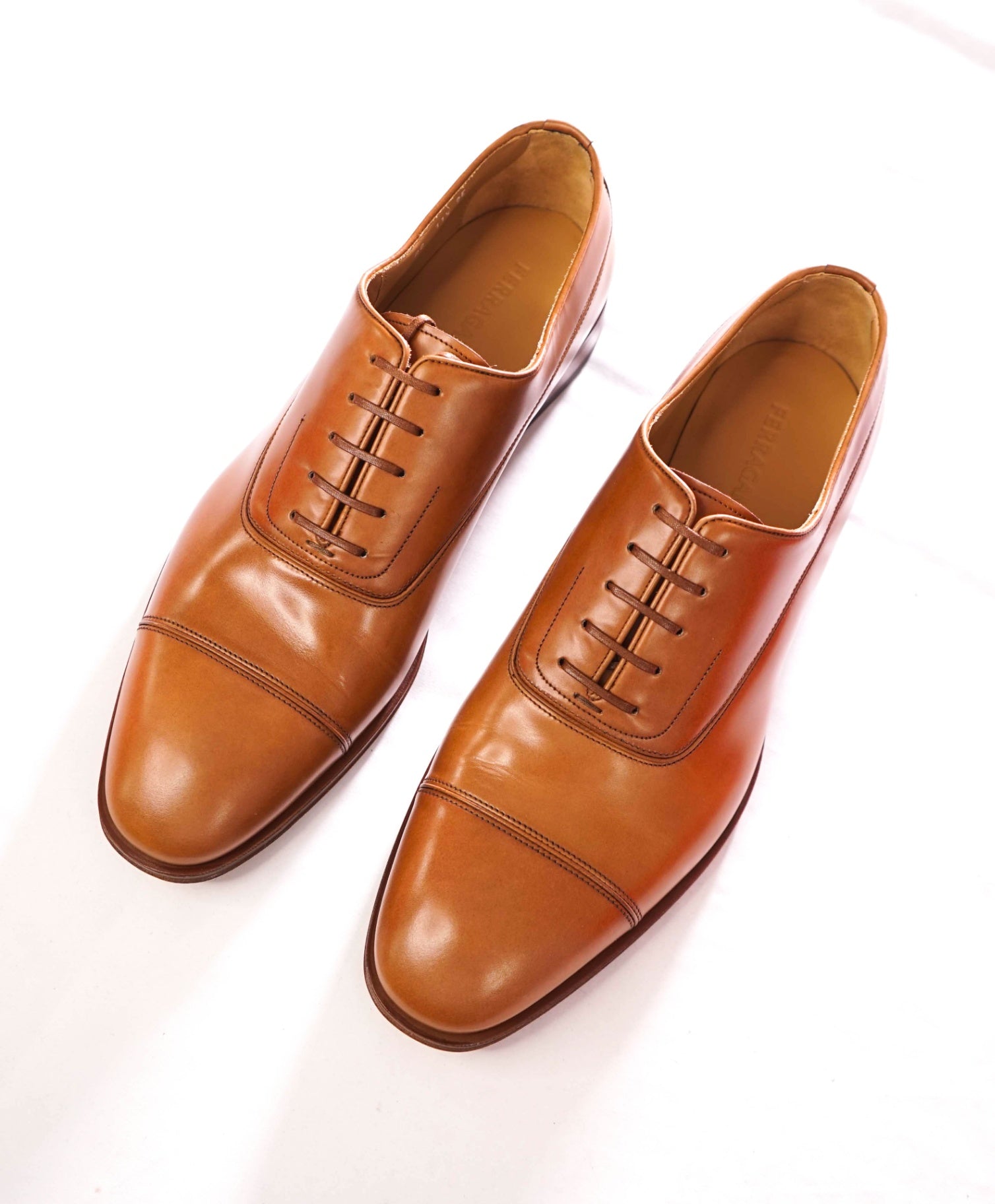 $995 FERRAGAMO - "Fermin" Brown Leather Oxfords - 11.5 EE