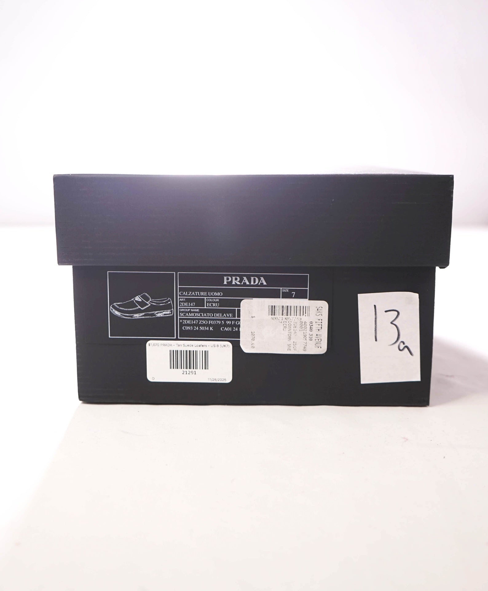 $1,070 PRADA - Tan Suede TRIANGLE LOGO Loafers - US 8 (UK7)