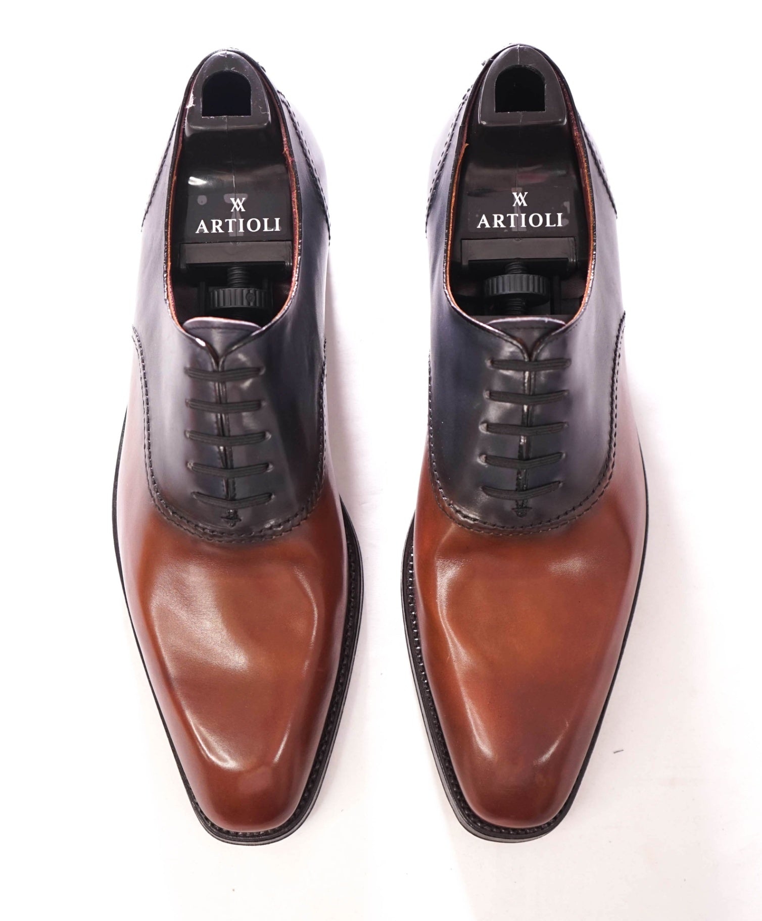 $1,650 ARTIOLI - Navy/Brown Leather Oxfords - 10.5