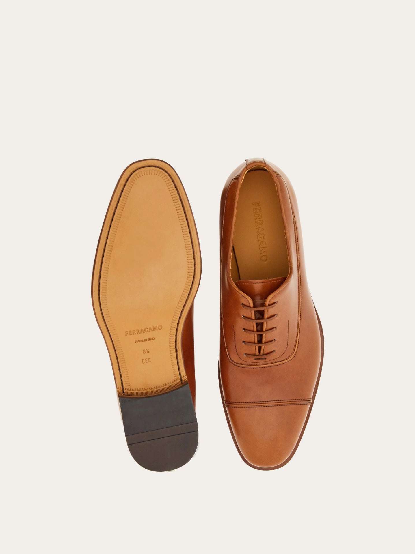 $995 FERRAGAMO - "Fermin" Brown Leather Oxfords - 11.5 EE