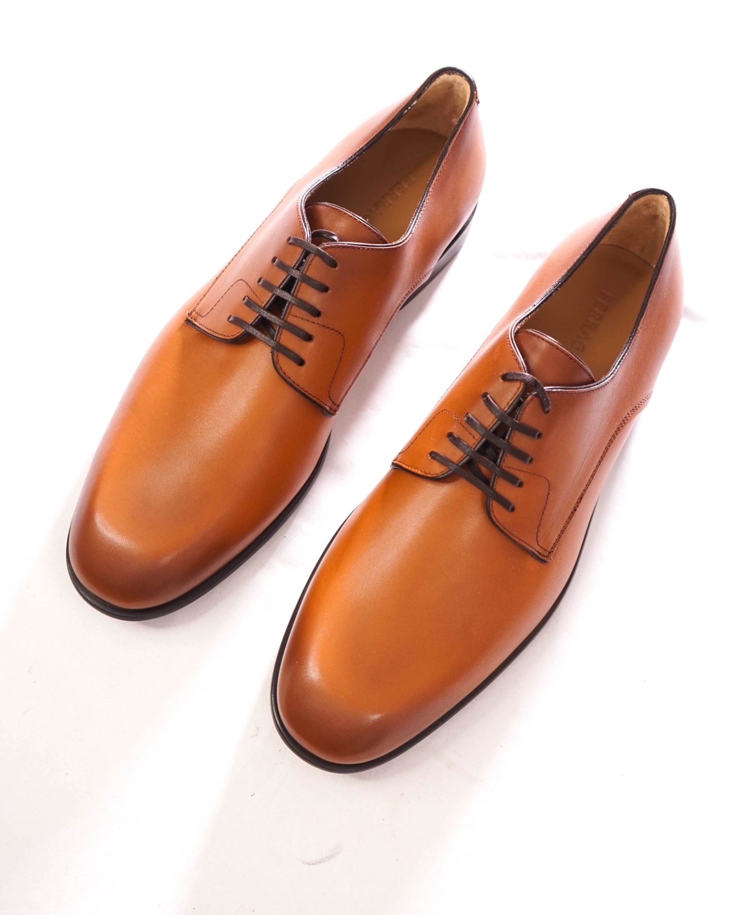 $880 FERRAGAMO - "FOSCO" Brown Leather Derby - 9 EE