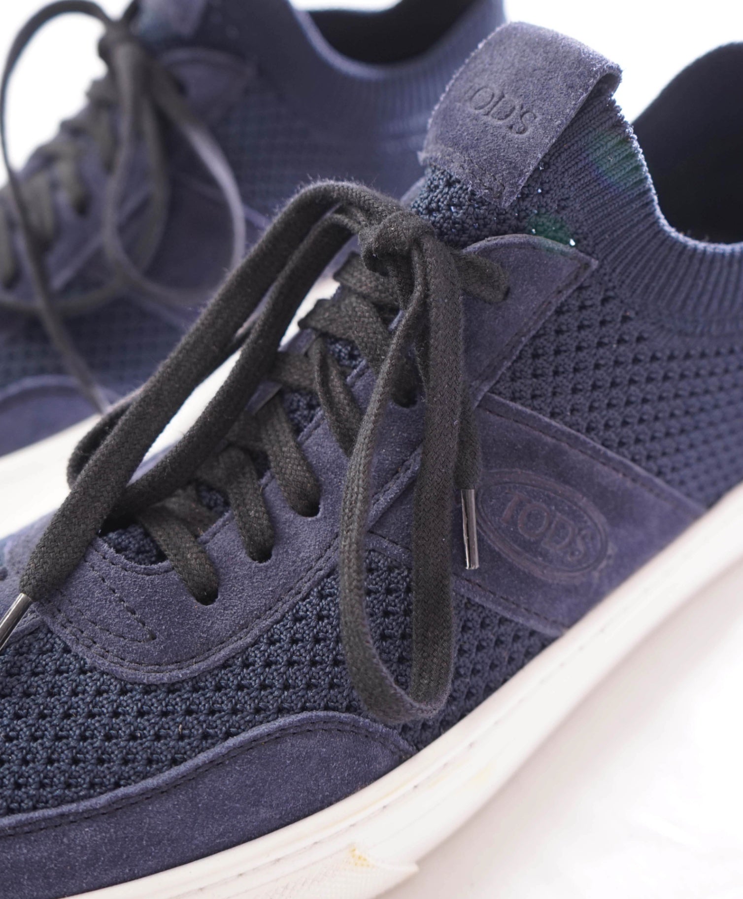 $945 TOD'S - Navy Blue Fabric/Suede Sneakers - US 9 (UK8)