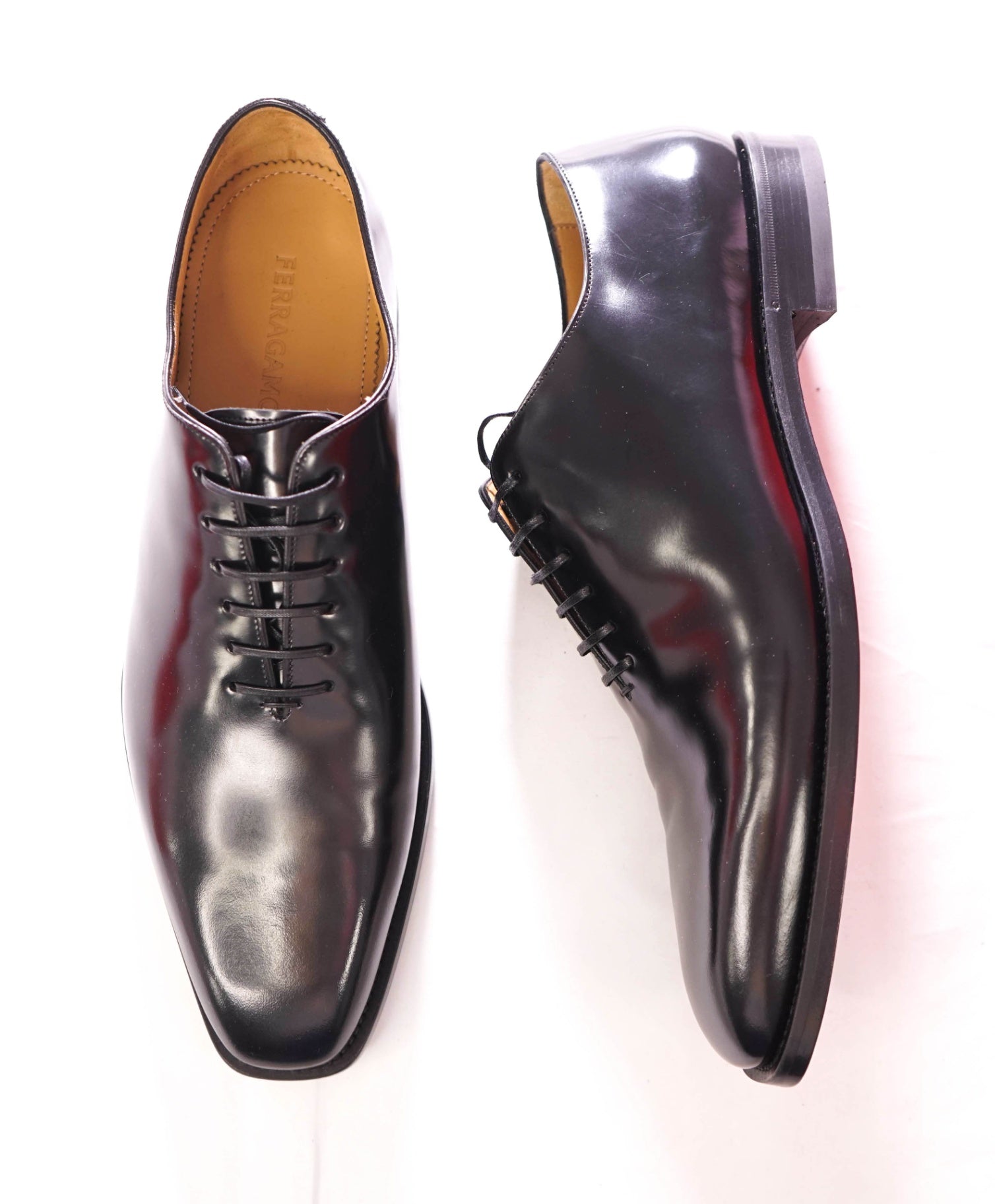 $1,090 FERRAGAMO - Black Leather "GEOFFREY" Oxfords - 13 D