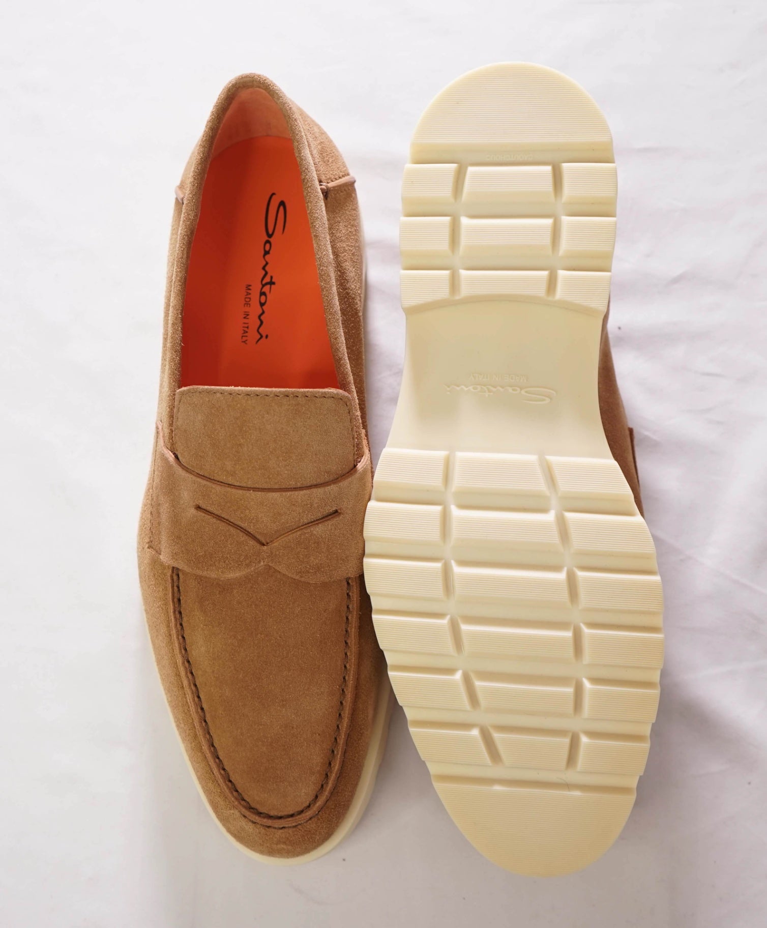 $1,295 SANTONI - Suede Lug Sole SUMMER WALK Loafers - US 10.5 (9.5UK)