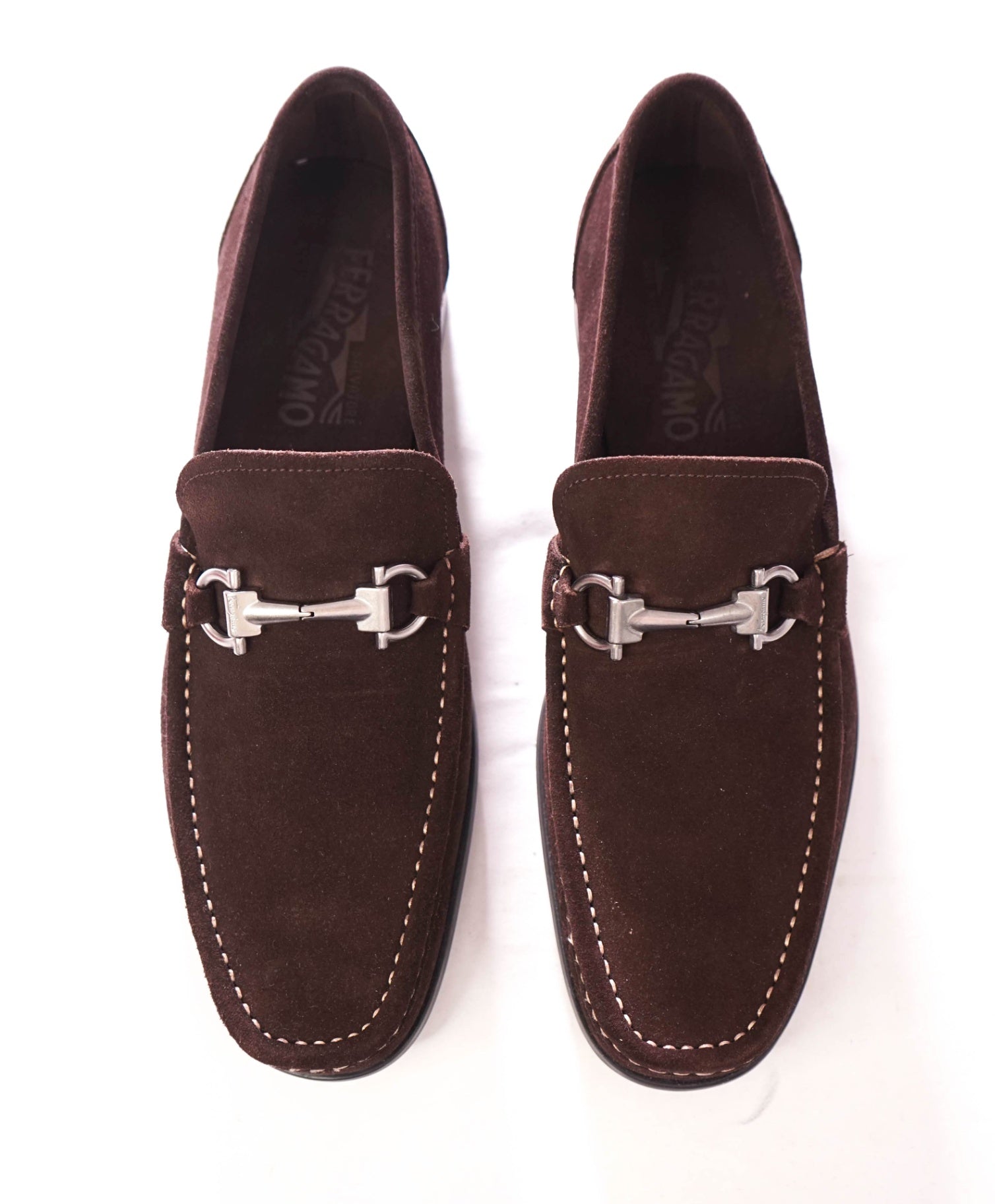 $850 FERRAGAMO - Brown Suede "MAGNIFICO" Loafers - 8 3E