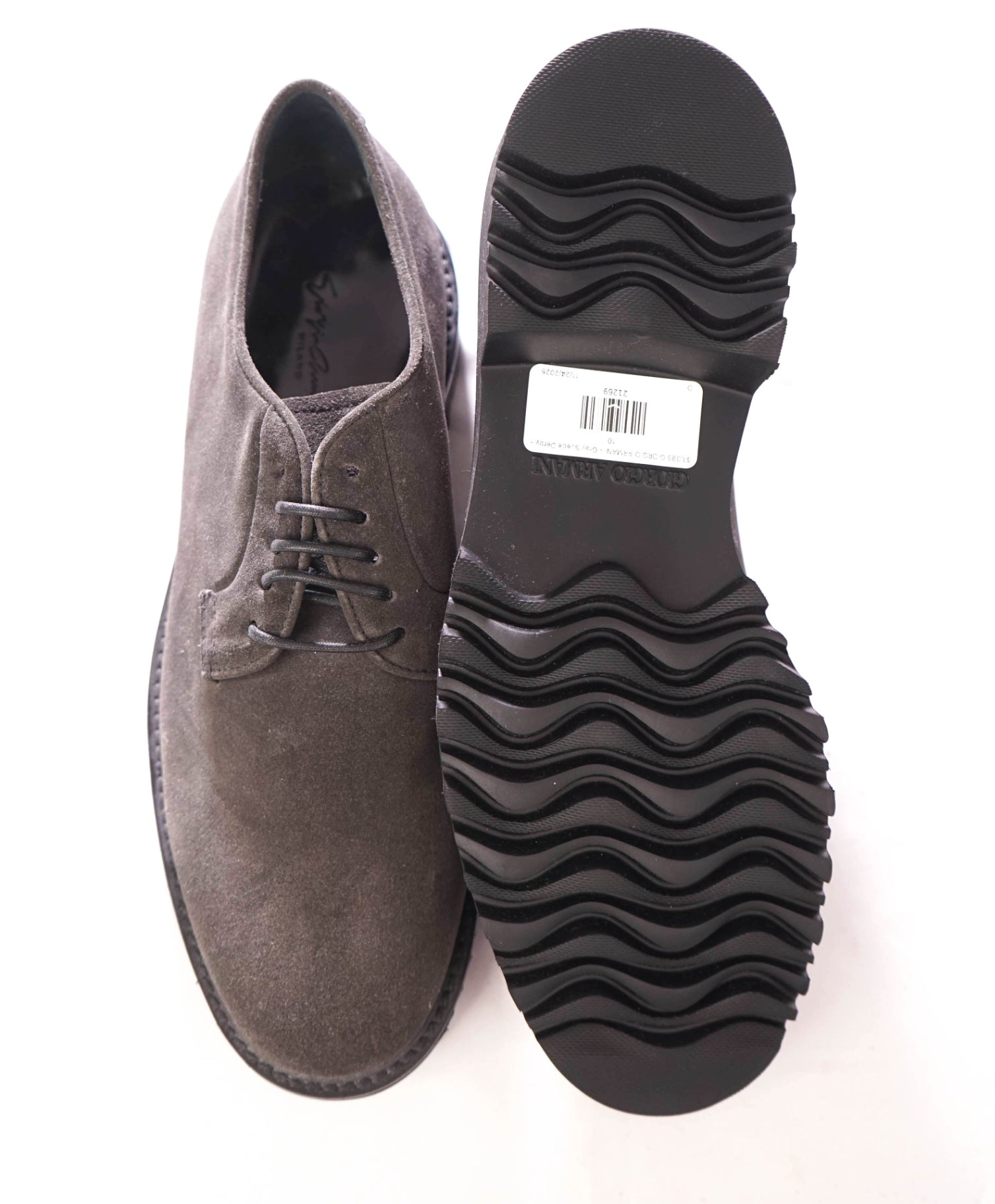 $1,095 GIORGIO ARMANI - Gray Suede Lug Sole Derby - 10 US