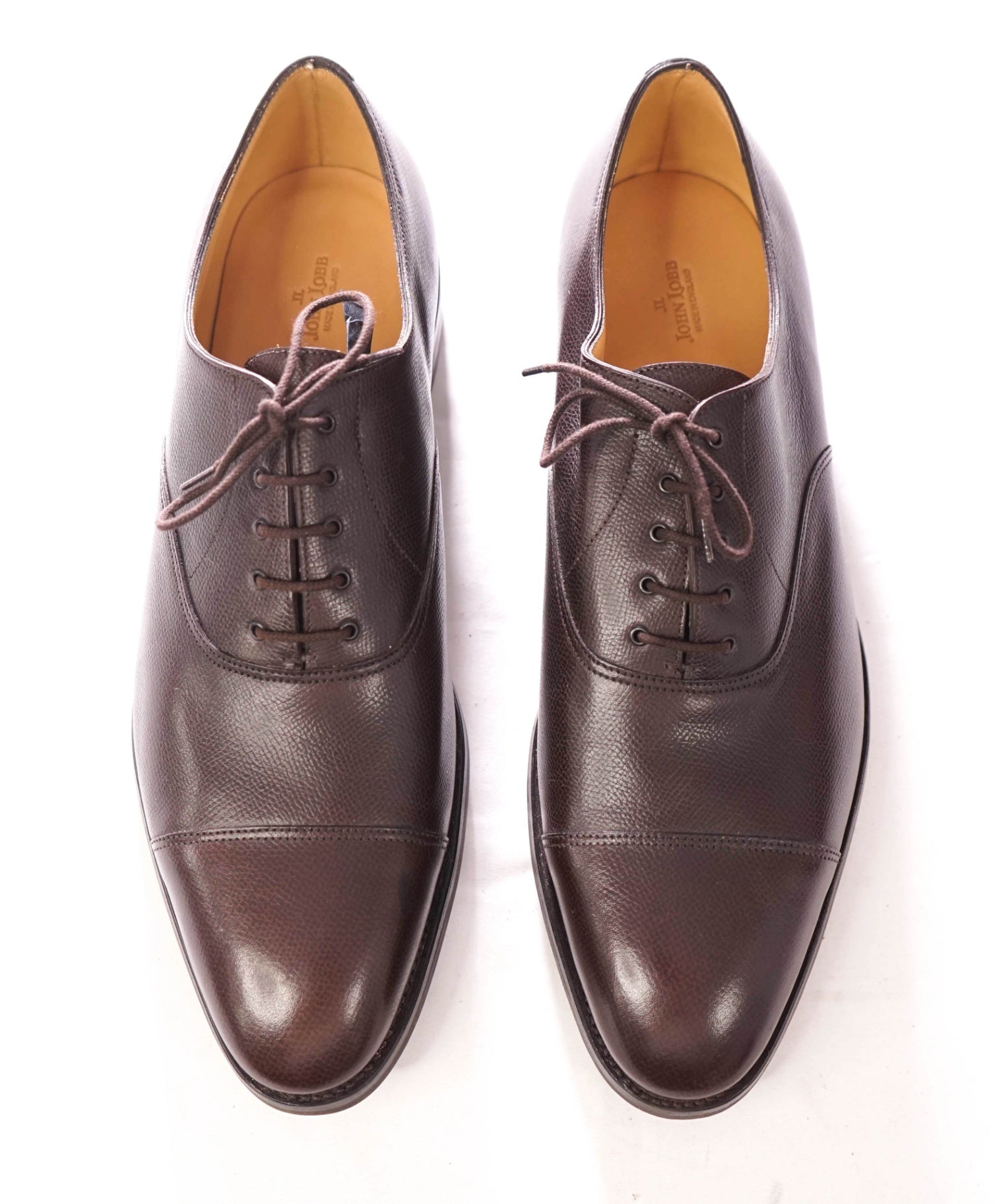 $2,030 JOHN LOBB - Brown Pebble Leather Oxfords - US 12.5 (11.5UK)
