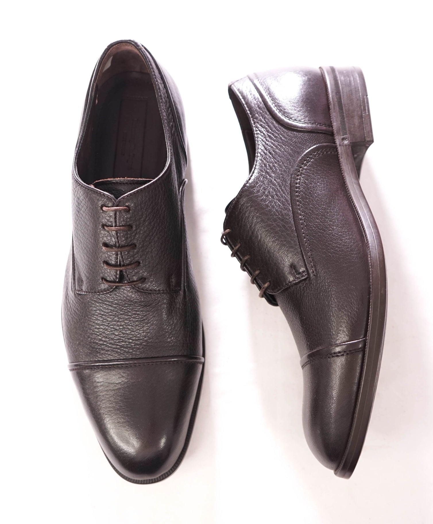 $1,150 ZEGNA - Brown "AVENUE FLEX" Pebble Leather Derby - US 9 (8UK)