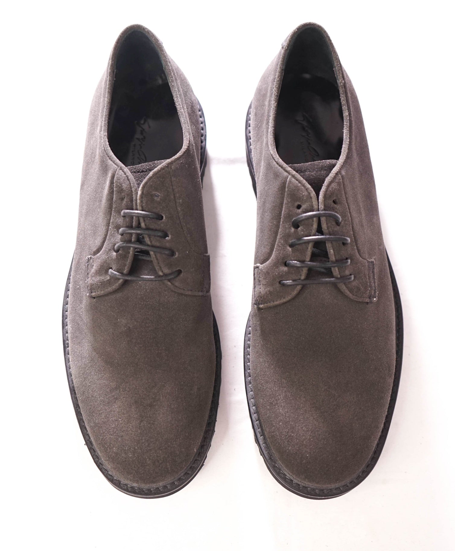 $1,095 GIORGIO ARMANI - Gray Suede Lug Sole Derby - 10 US