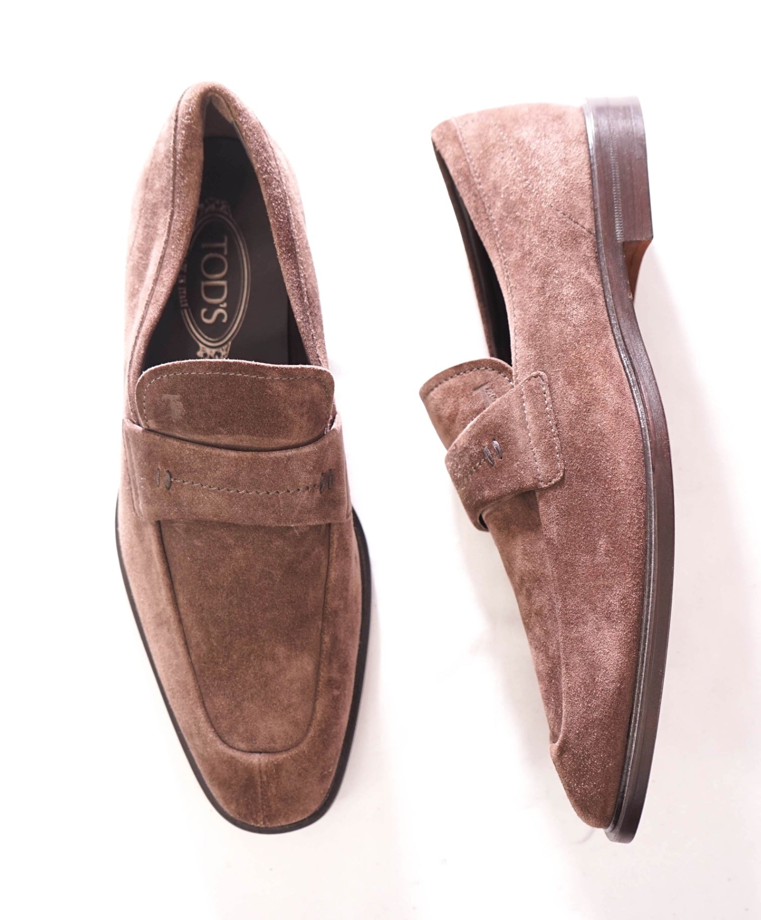 $750 TOD'S - Brown Suede Moc Penny Loafers - US 9 (UK8)
