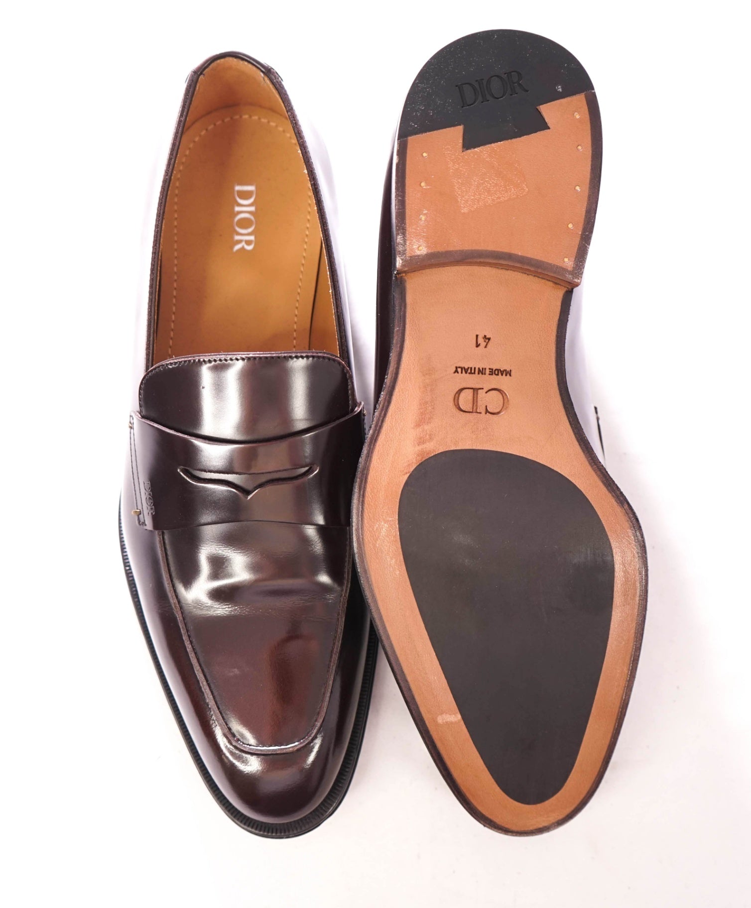 $1,150 DIOR - Oxblood Patent Leather Penny Loafers - US 8 (41EU)