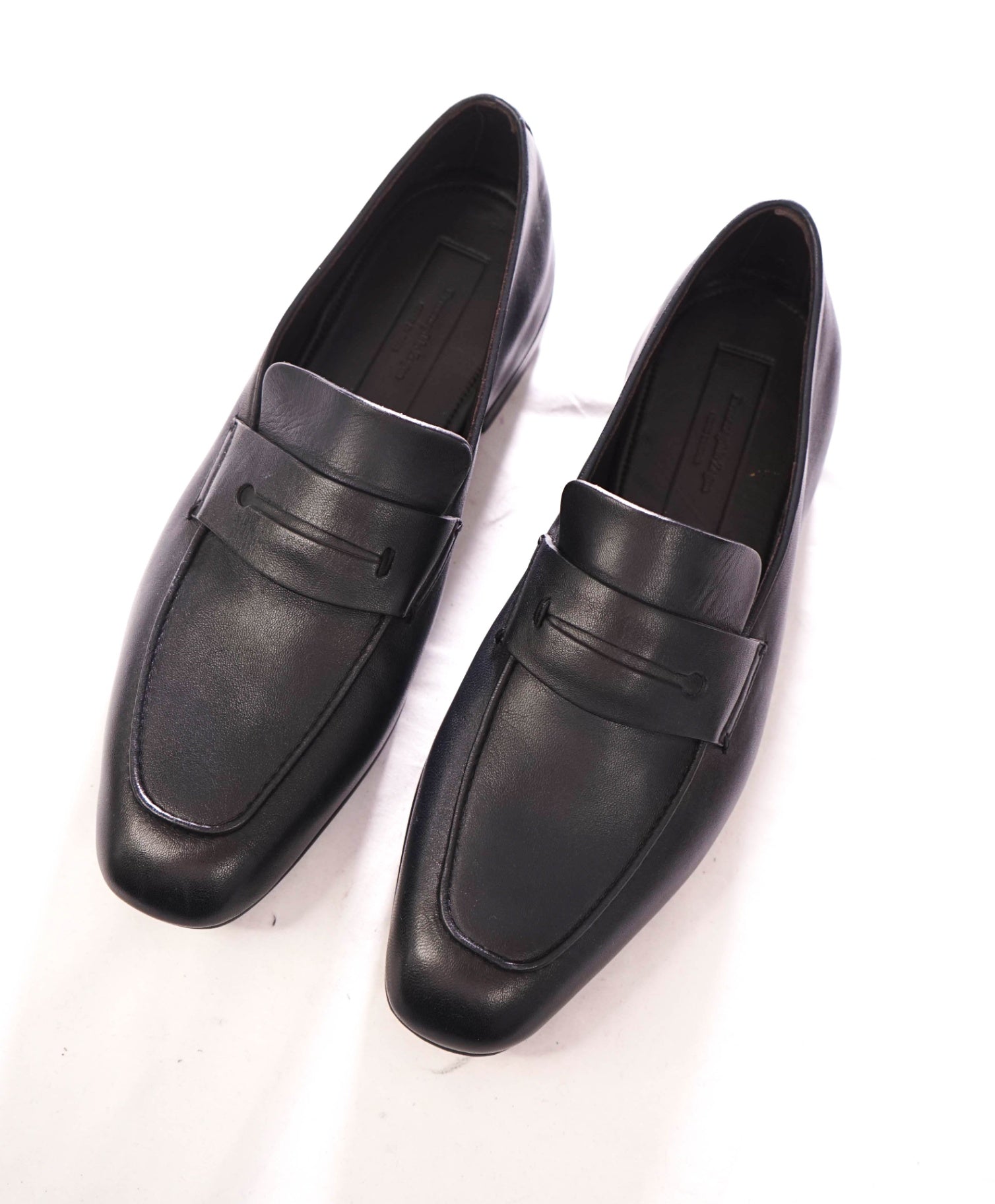 $950 ZEGNA - L'asola Black Leather Penny Loafers - US 9 (8UK)