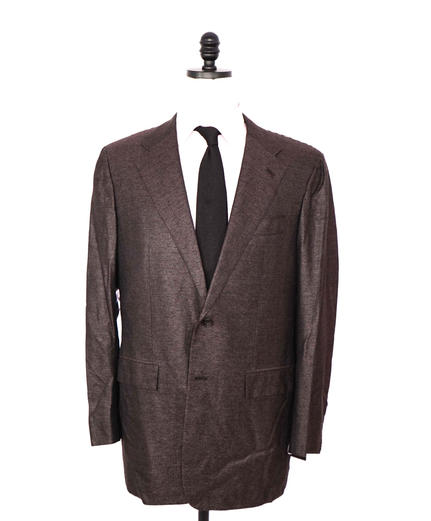$9,500 KITON - Brown 100% PURE SILK Textured Blazer - 44R