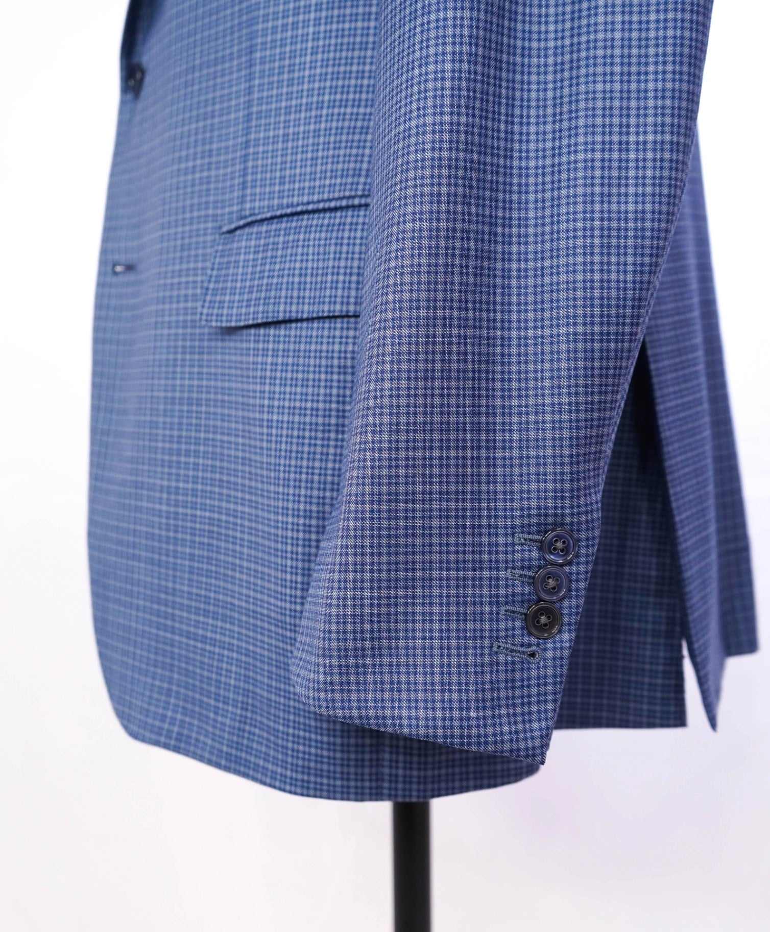 $3,290 ZEGNA - Blue Micro Check "LANA SUPERFINE" Blazer- 46R