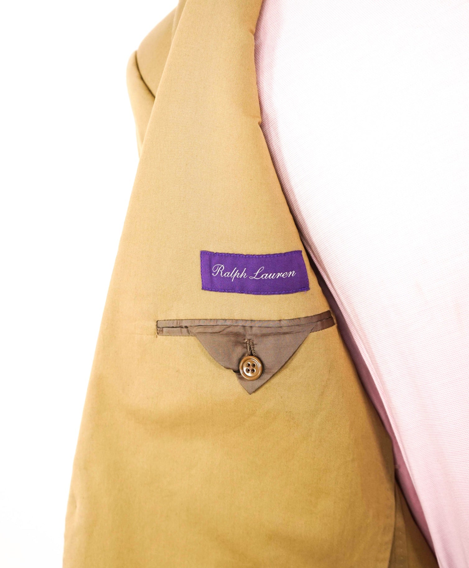$2,495 RALPH LAUREN PURPLE LABEL - "ANTHONY" Khaki Cotton - 42L