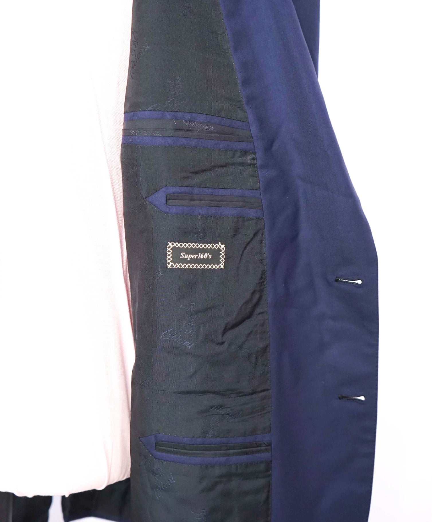 $4,800 BRIONI - "COLOSSEO" Solid Navy Super 160's Wool - 54R US