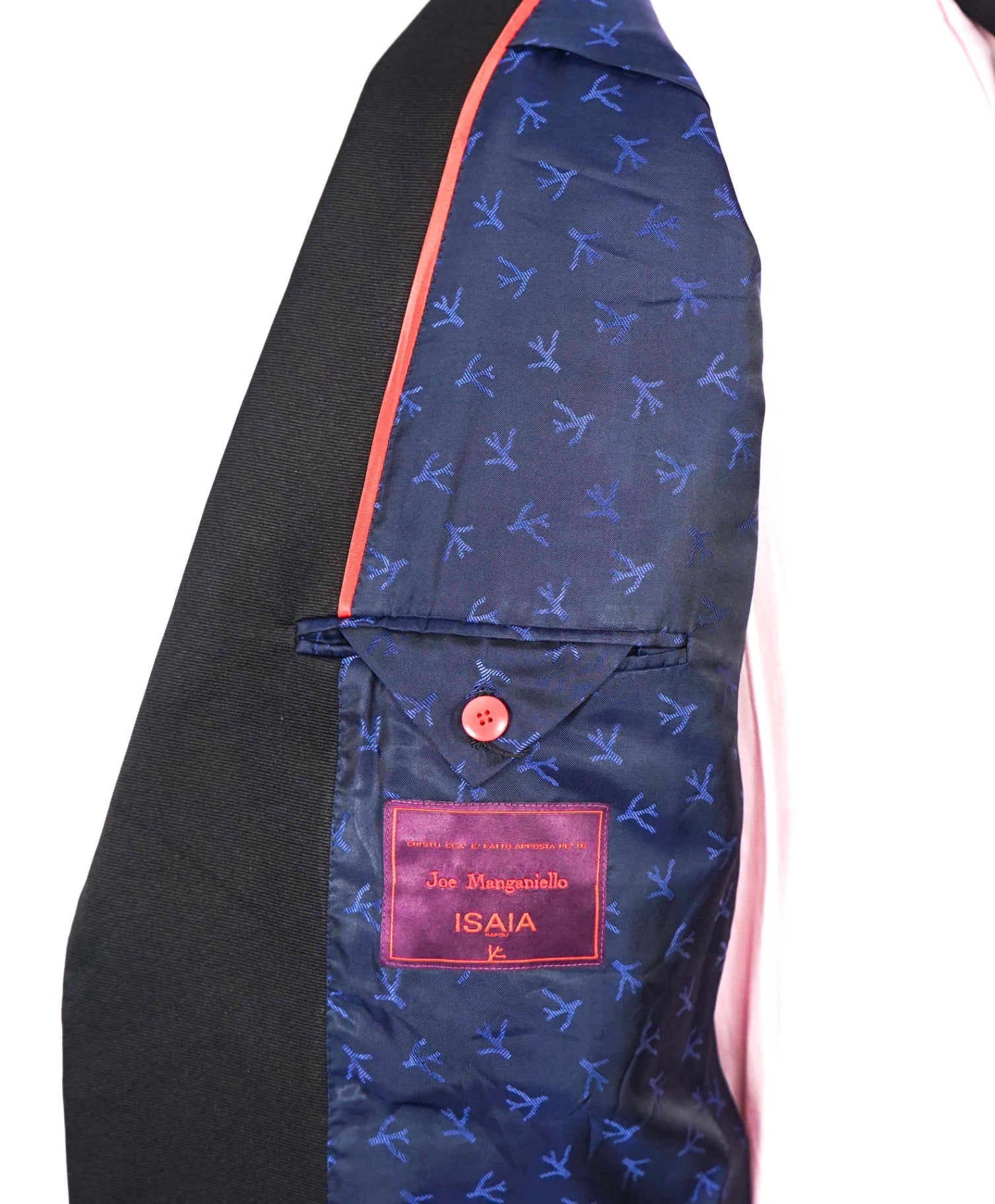 $6,200 ISAIA - Navy Floral "Custom: JOE MANGANIELLO" Tuxedo Jacket - 42L