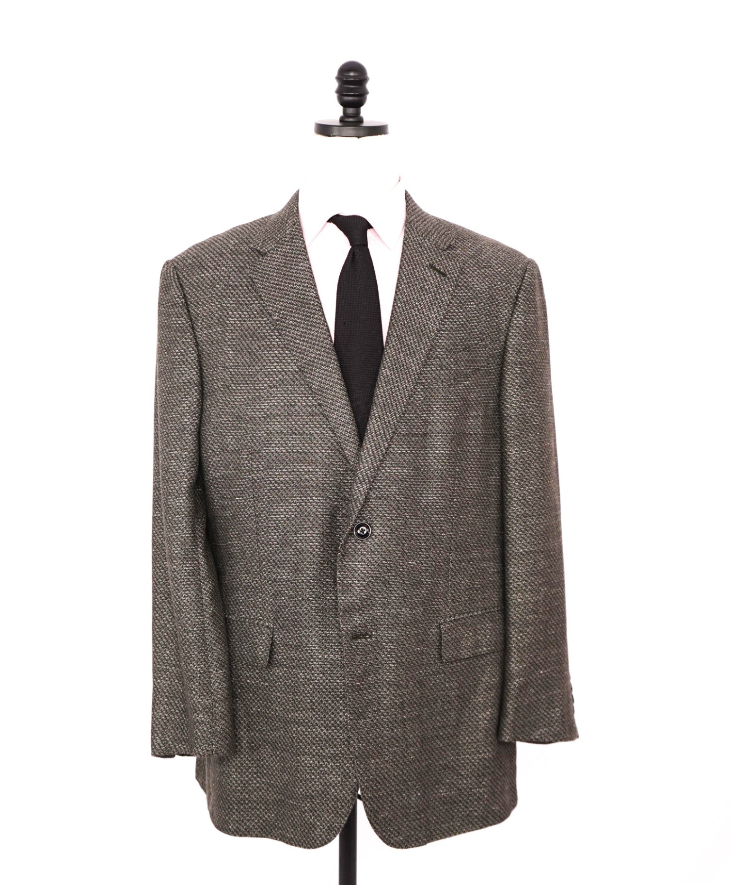$2,695 ZEGNA - Geometric Green Silk/Linen/Wool Blazer- 46L