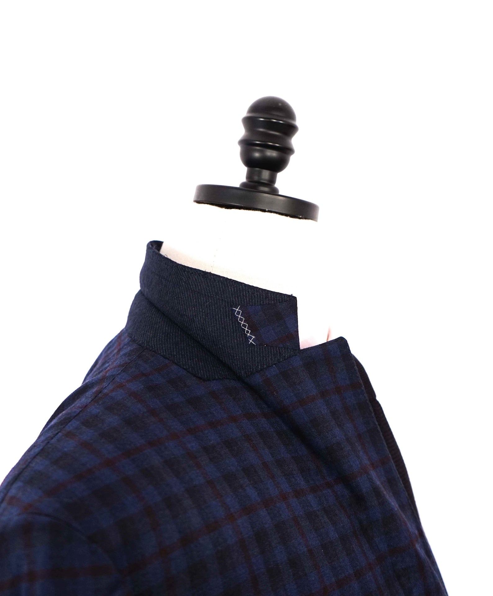 $3,290 ZEGNA - "TROFEO LIGHT" Blue/Burgundy Plaid Flannel Blazer - 48R