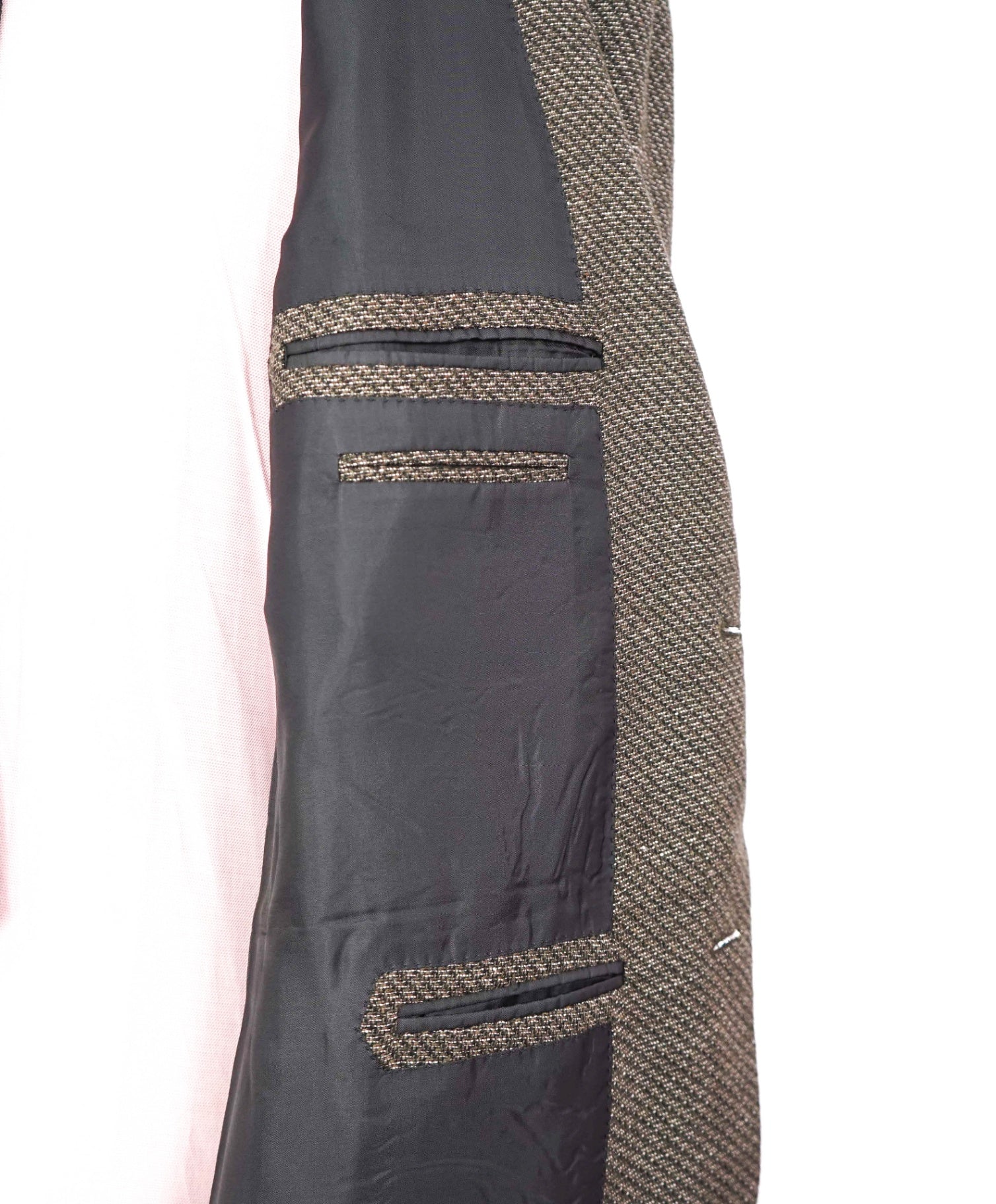 $2,695 ZEGNA - Geometric Green Silk/Linen/Wool Blazer- 46L