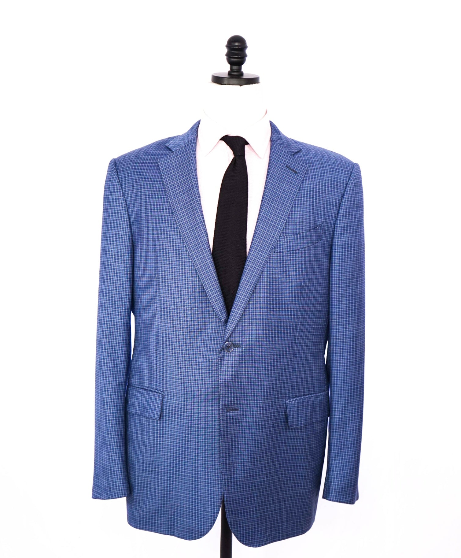 $3,290 ZEGNA - Blue Micro Check "LANA SUPERFINE" Blazer- 46R