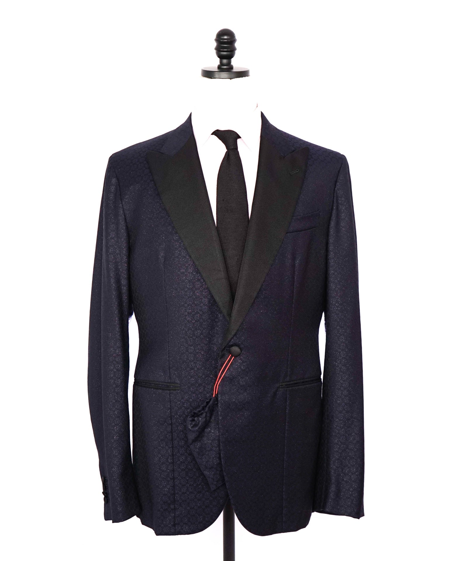 $6,200 ISAIA - Navy Floral "Custom: JOE MANGANIELLO" Tuxedo Jacket - 42L