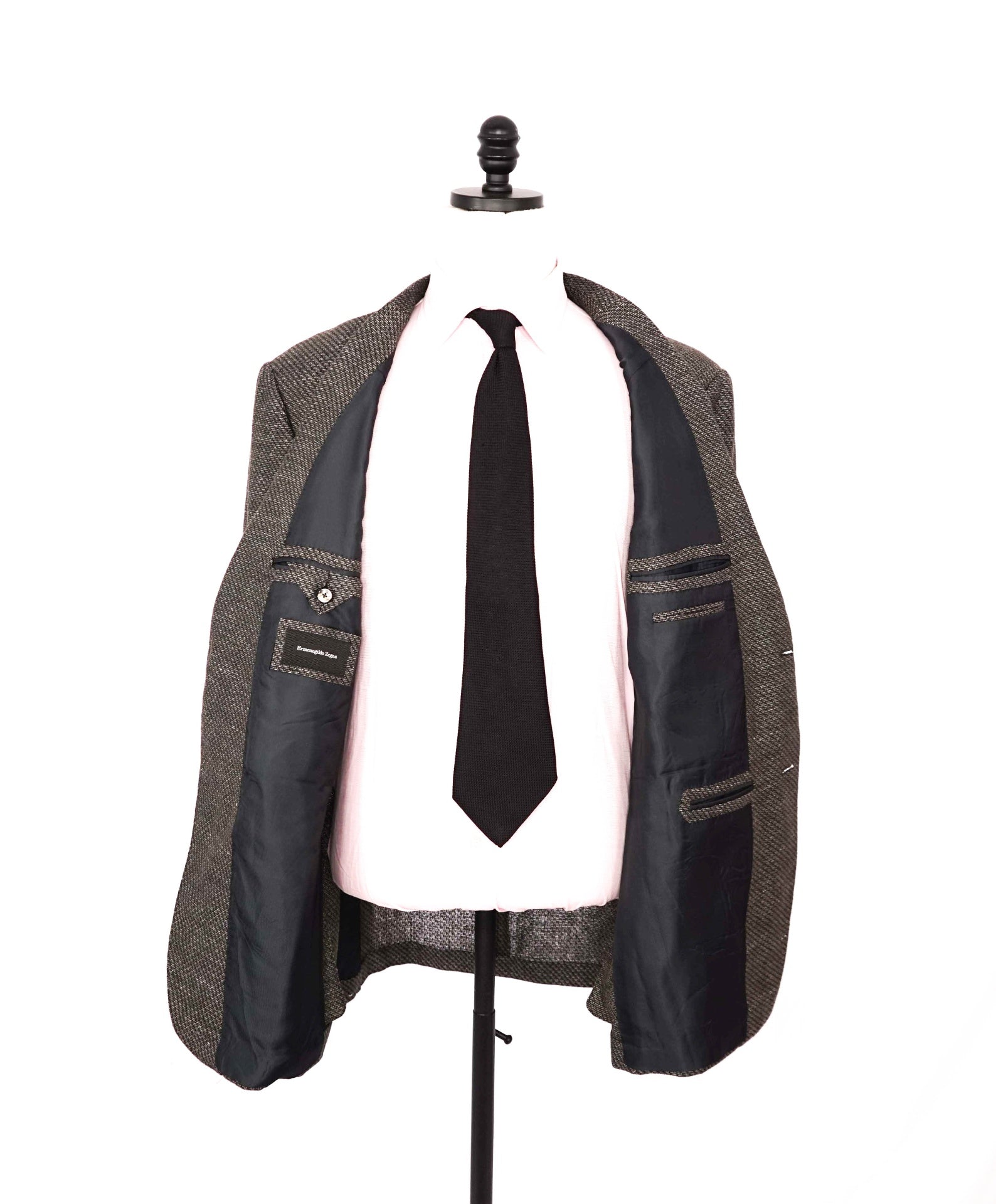 $2,695 ZEGNA - Geometric Green Silk/Linen/Wool Blazer- 46L