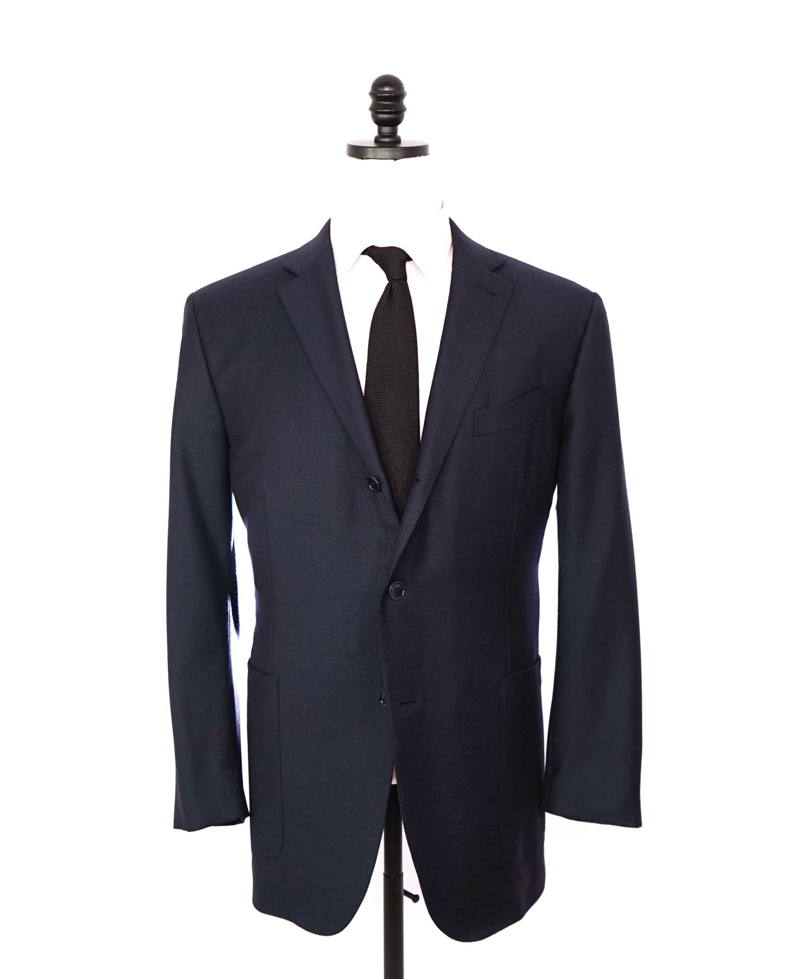 $3,295 ZEGNA - "TROFEO" Navy Blue Wool 2/3 Roll Lapel Blazer - 46R