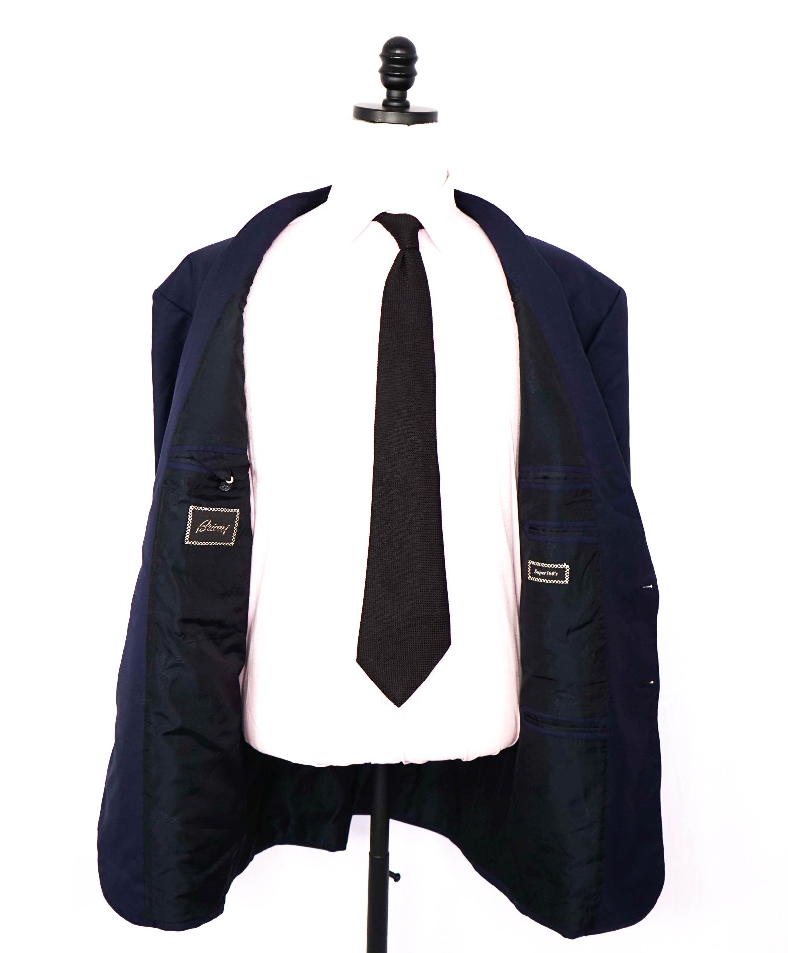 $4,800 BRIONI - "COLOSSEO" Solid Navy Super 160's Wool - 54R US
