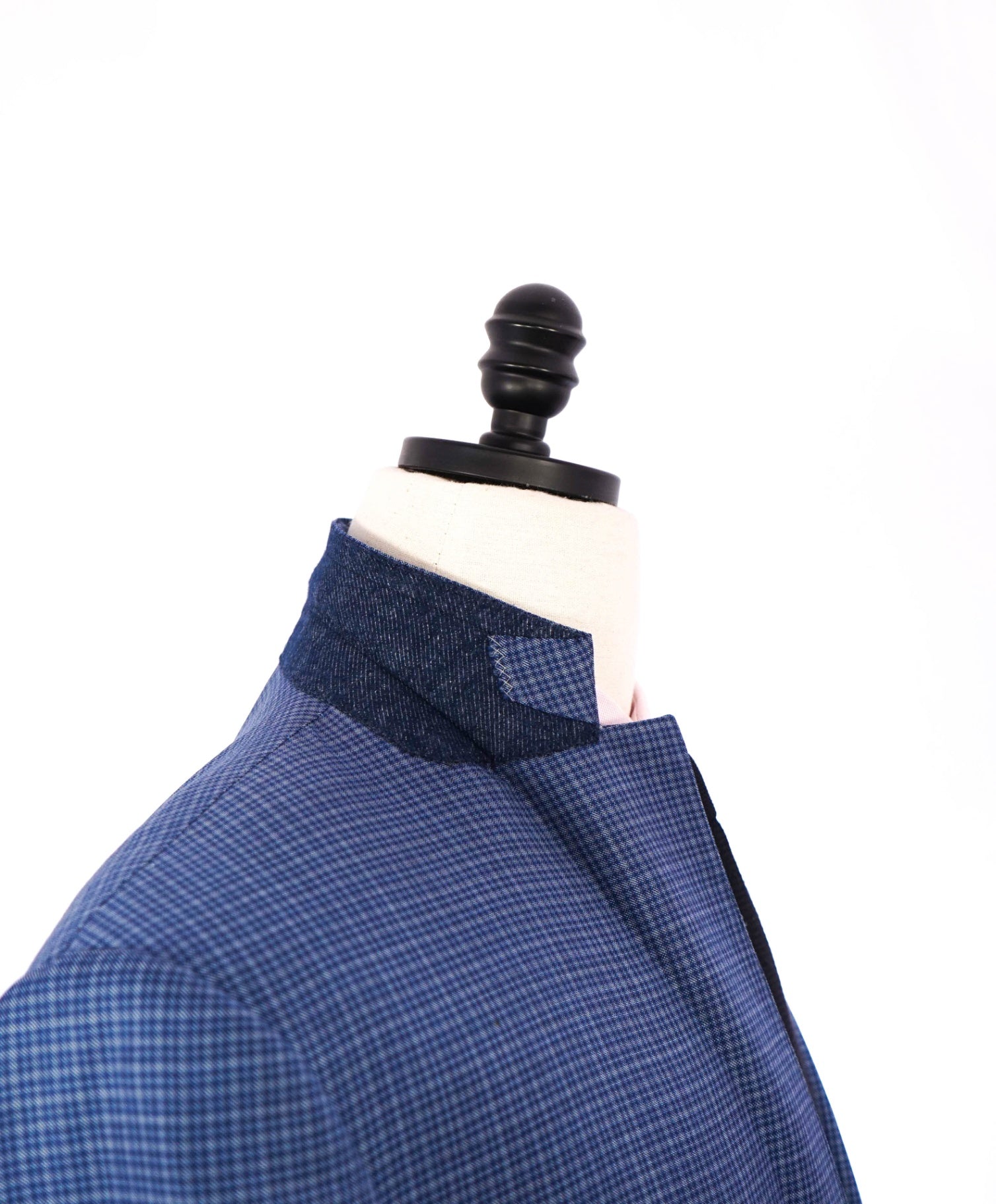 $3,290 ZEGNA - Blue Micro Check "LANA SUPERFINE" Blazer- 46R