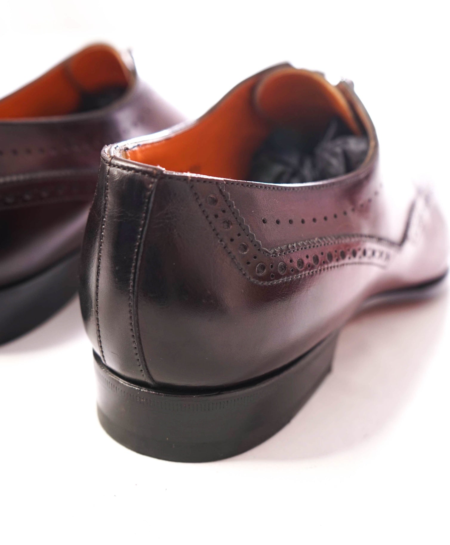 $1,295 SANTONI - "Fatte A Mano" Plum Handmade Oxford - US 11.5 (10.5UK)